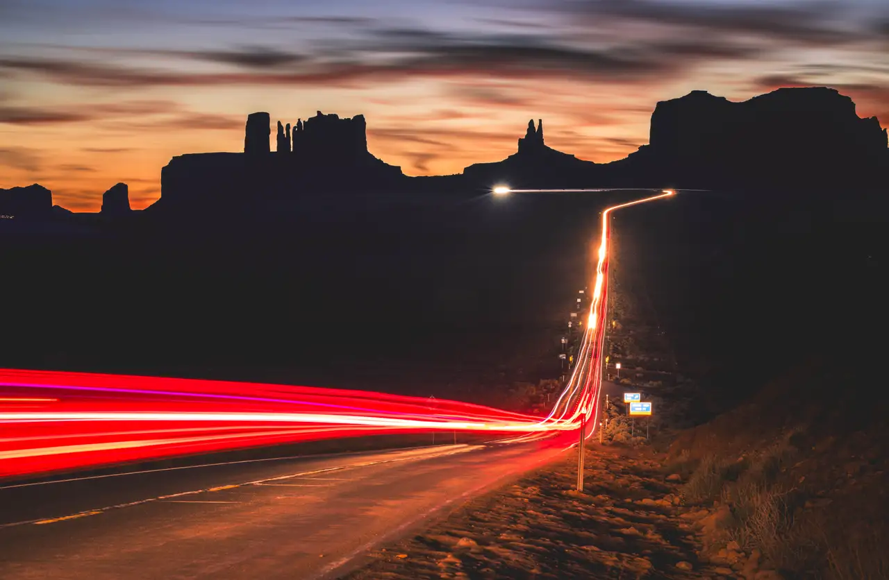 Fine-art photograph, “Monument Valley Light Trails - 5M2A6626.JPG,” from the Arizona collection.