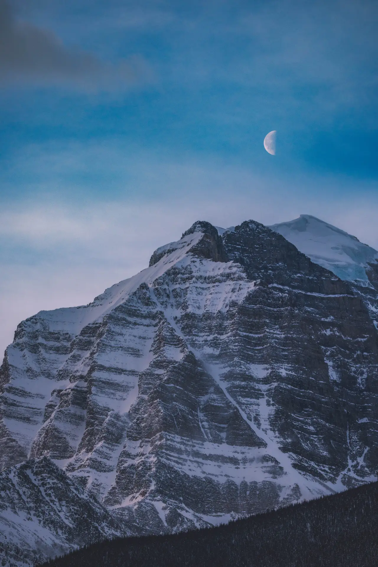 Fine-art photograph, “Moonrise Over a Banff Peak - 5M2A0641.JPG,” from the British Columbia - Banff collection.