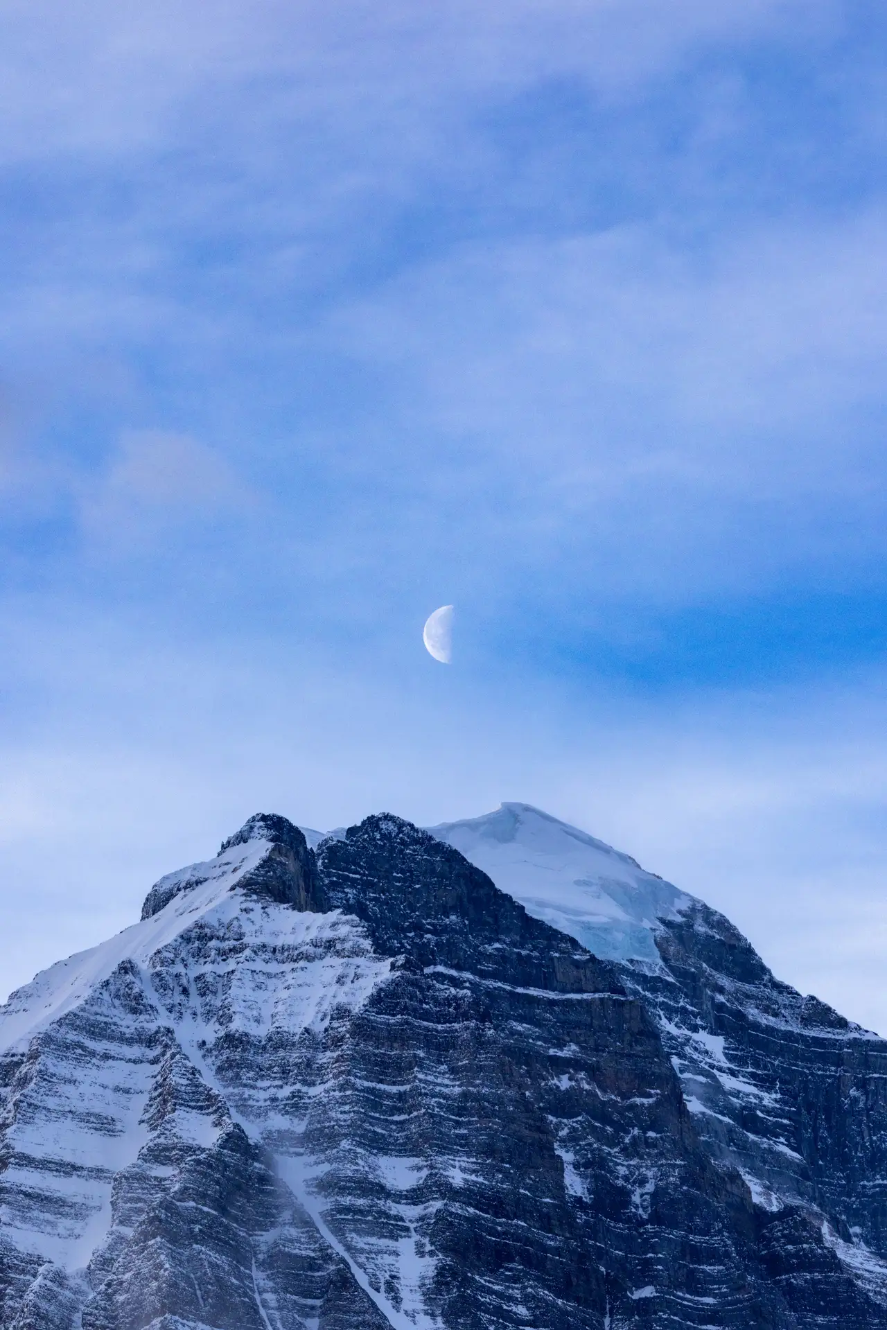 Fine-art photograph, “Moonrise Over the Rockies in Vertical - 5M2A0642.JPG,” from the British Columbia - Banff collection.