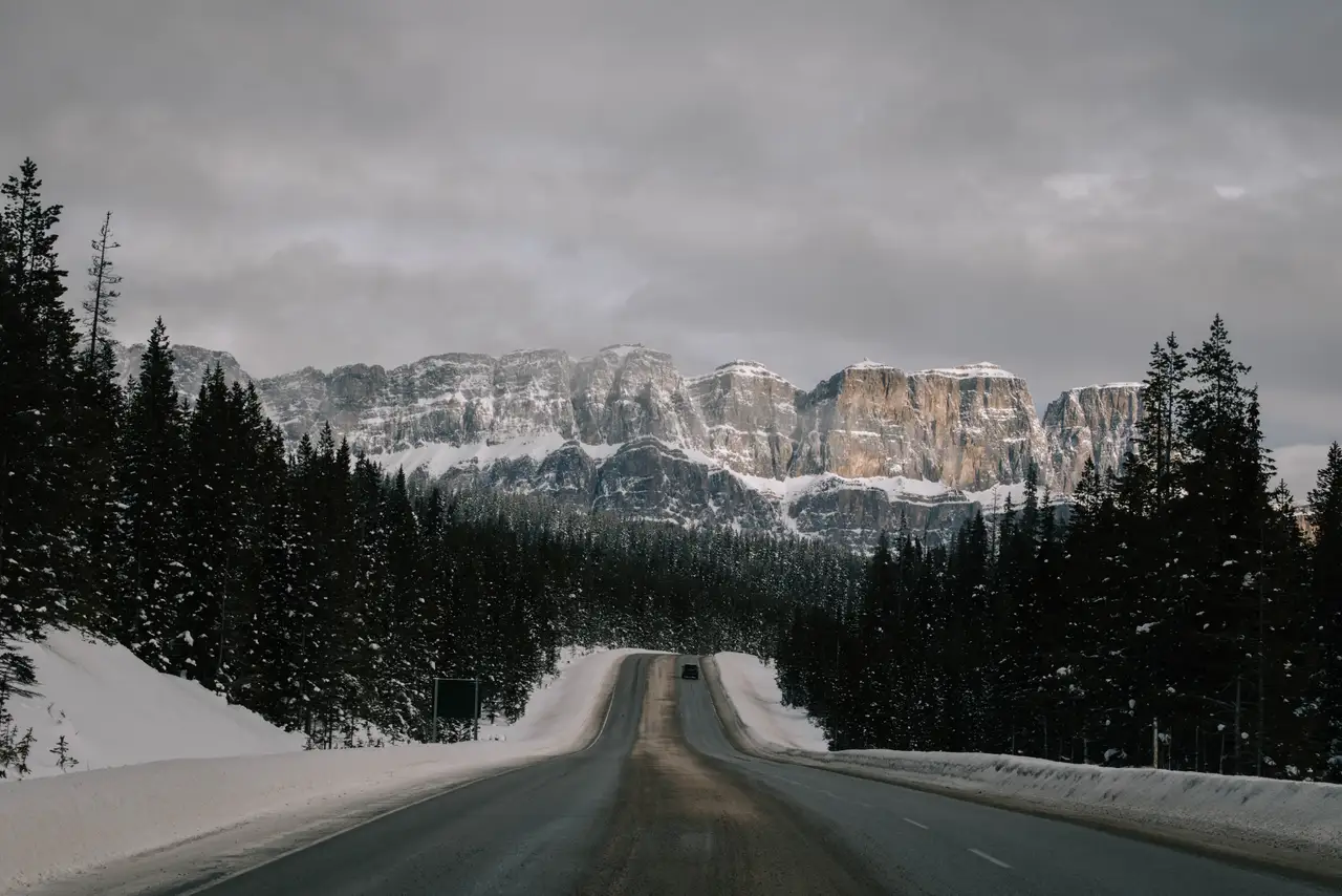 Fine-art photograph, “Banff Mountain Highway in Winter - 5M2A1287.JPG,” from the British Columbia - Banff collection.