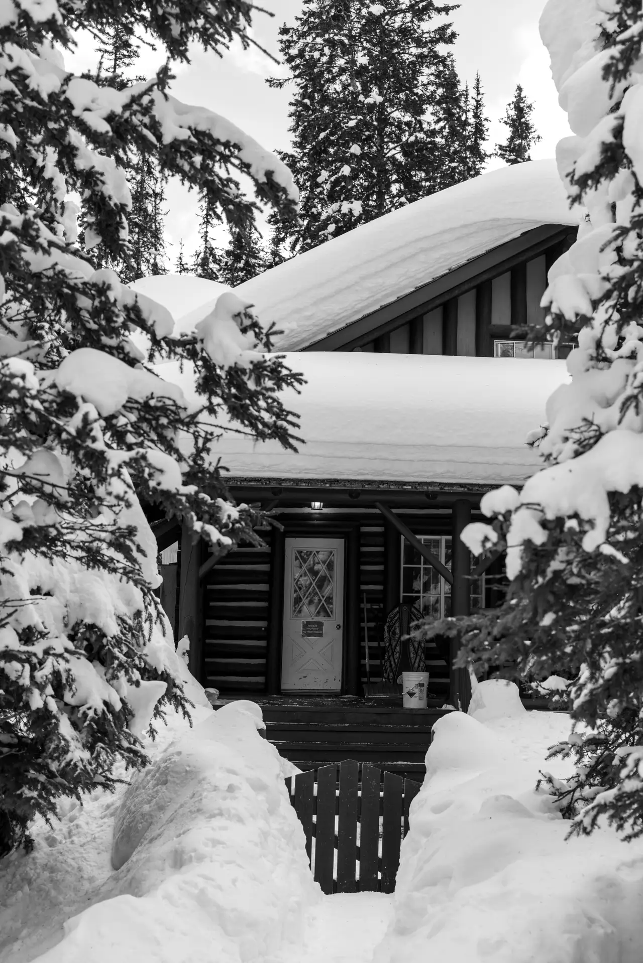 Fine-art photograph, “Snowy Cabin in the Forest - 5M2A1453.JPG,” from the British Columbia - Banff collection.