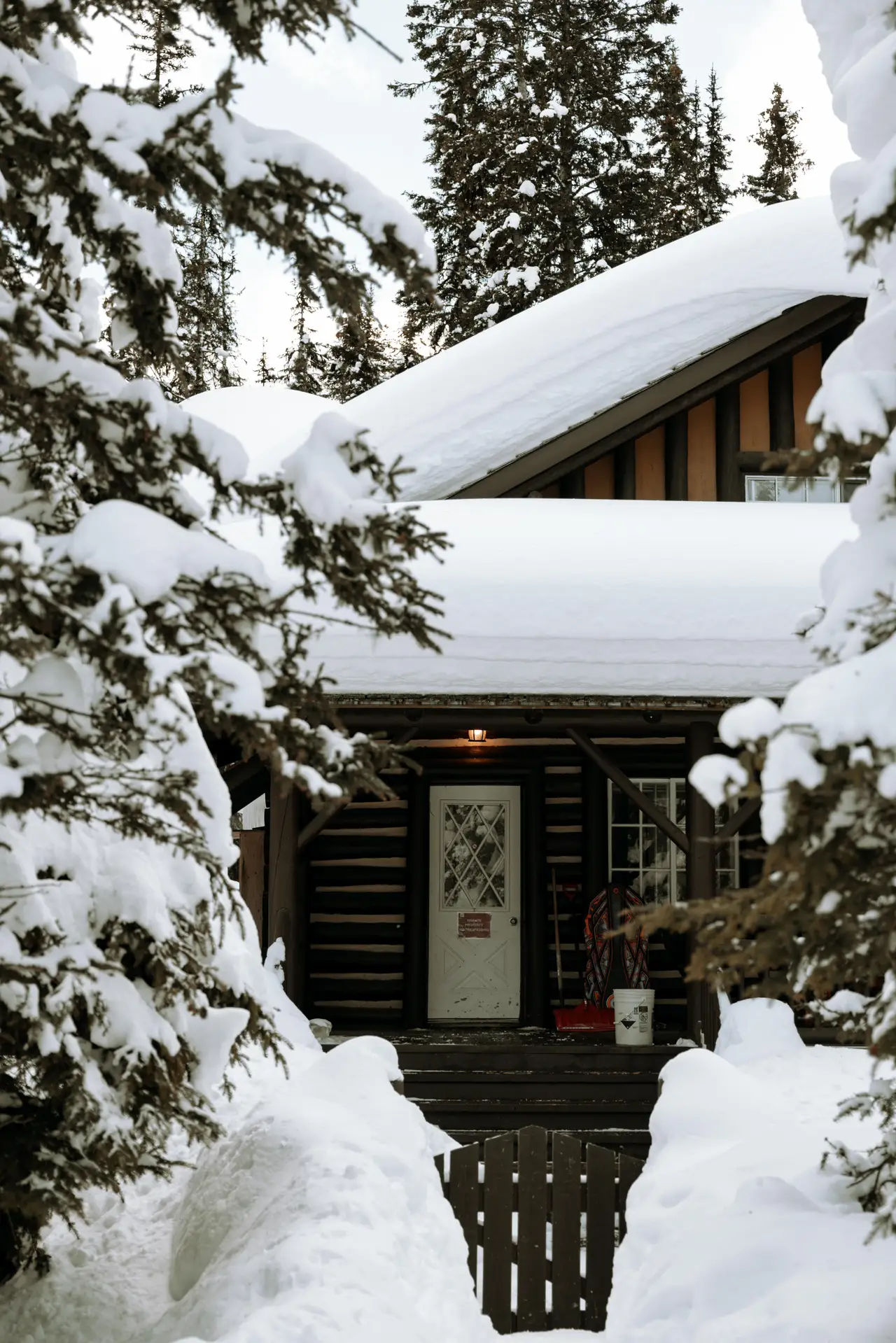 Fine-art photograph, “Snowy Cabin Entrance - 5M2A1455.JPG,” from the British Columbia - Banff collection.