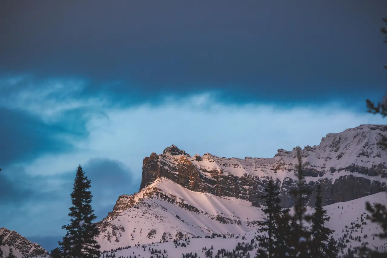 Fine-art photograph, “Snowy Mountain Ridge at Blue Hour - 5M2A1488.JPG,” from the British Columbia - Banff collection.