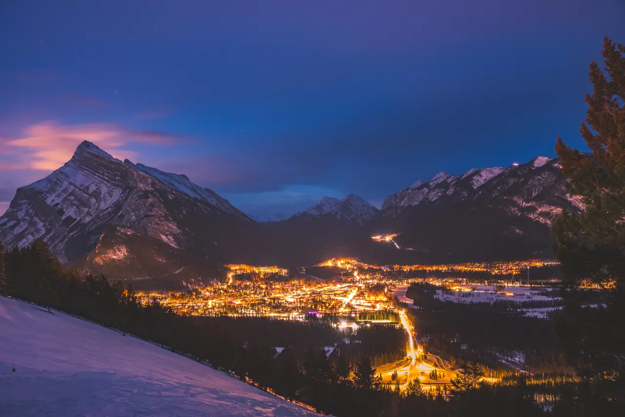 Fine-art photograph, “Banff Townsite at Blue Hour - 5M2A1526.JPG,” from the British Columbia - Banff collection.