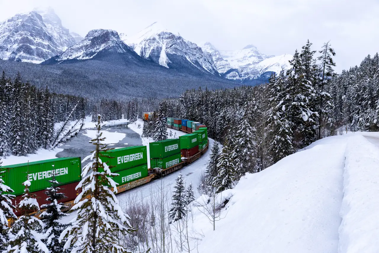 Fine-art photograph, “Canadian Pacific Freight Train in Winter - 5M2A9842.JPG,” from the British Columbia - Banff collection.