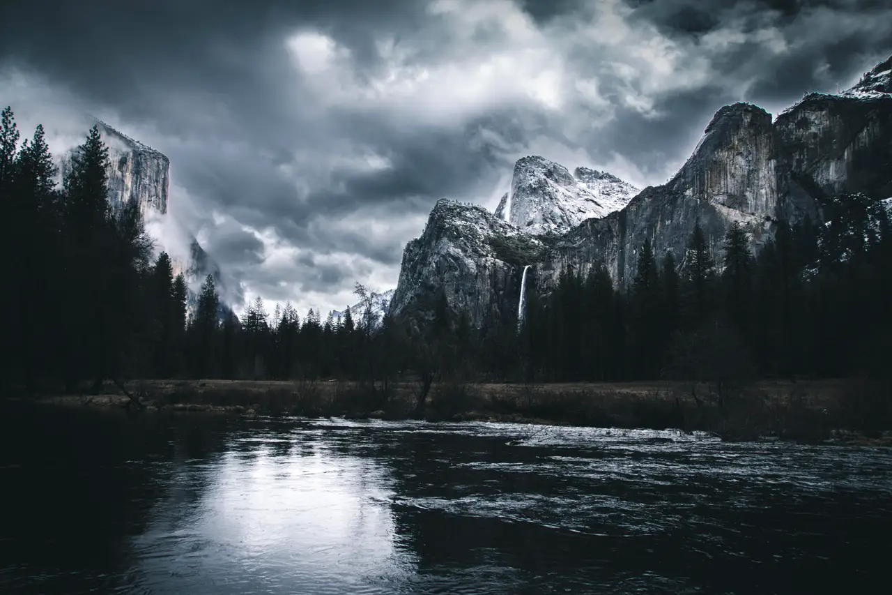 Fine-art photograph, “Yosemite River in Winter, Evening Current - 5DM42669.JPG,” from the California - Non City - Nature collection.