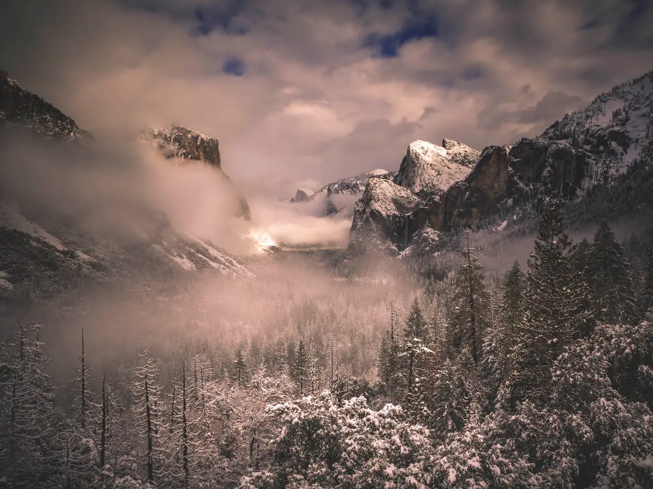 Fine-art photograph, “Yosemite After Snowfall, First Color - 5DM43255.JPG,” from the California - Non City - Nature collection.