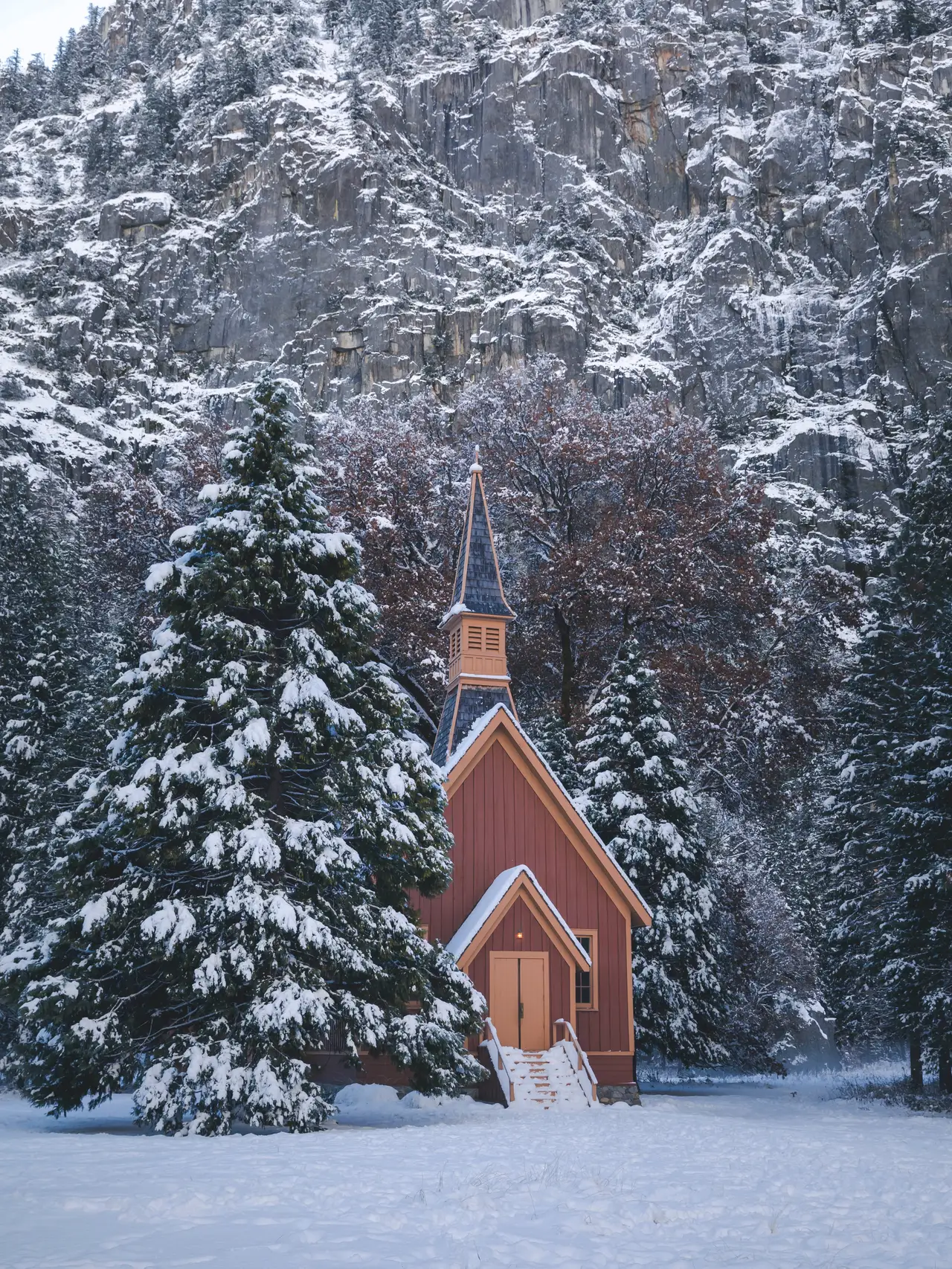 Fine-art photograph, “Yosemite Chapel in Snow - 5DM43587.JPG,” from the California - Non City - Nature collection.