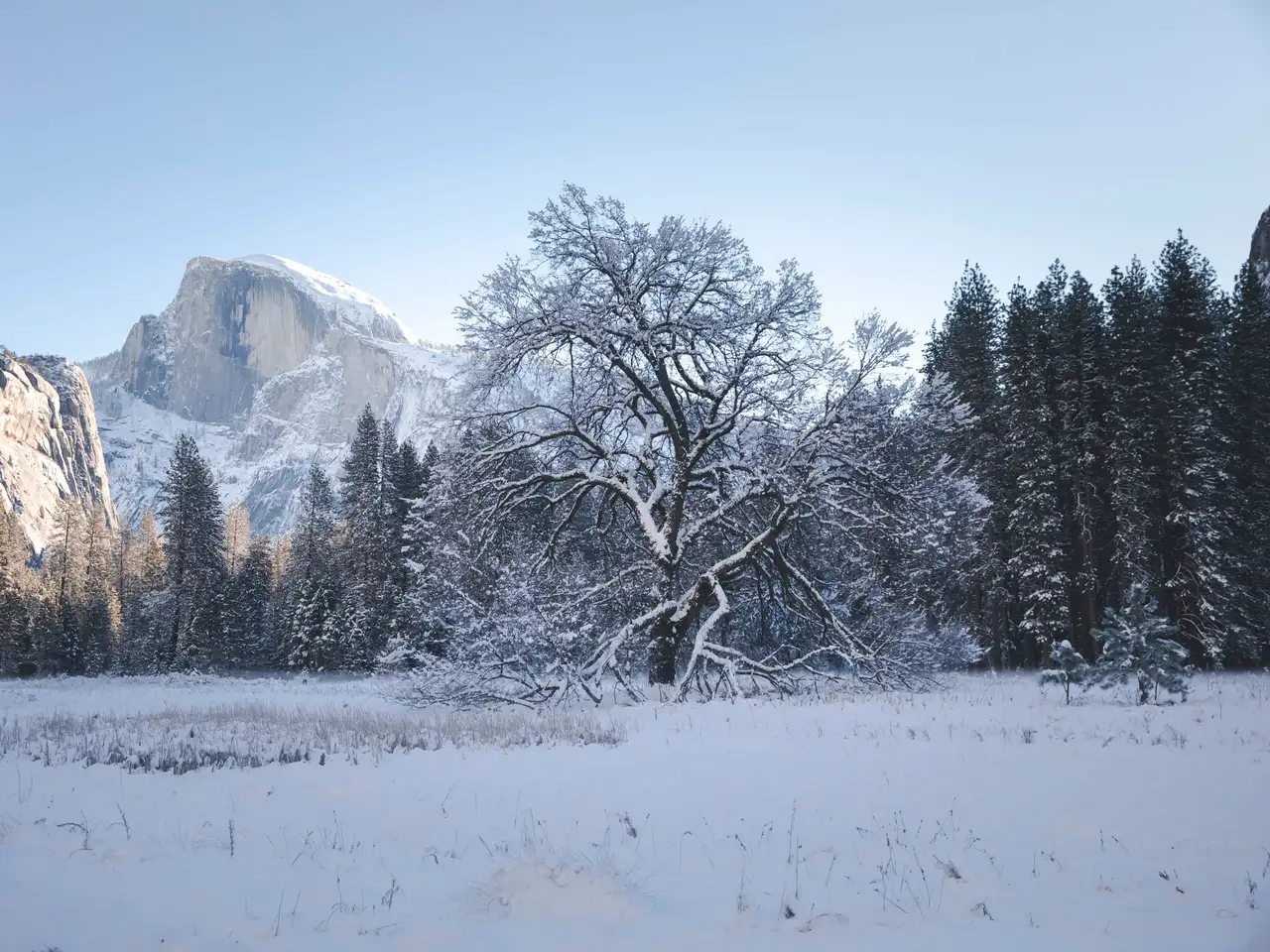 Fine-art photograph, “Half Dome in Winter - 5DM43592.JPG,” from the California - Non City - Nature collection.