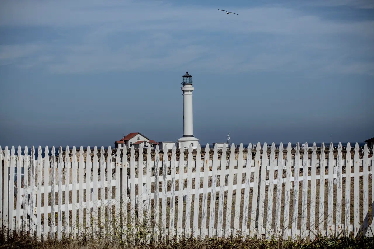 Fine-art photograph, “Point Reyes Lighthouse and Fence - 5DM45087.JPG,” from the California - Non City - Nature collection.