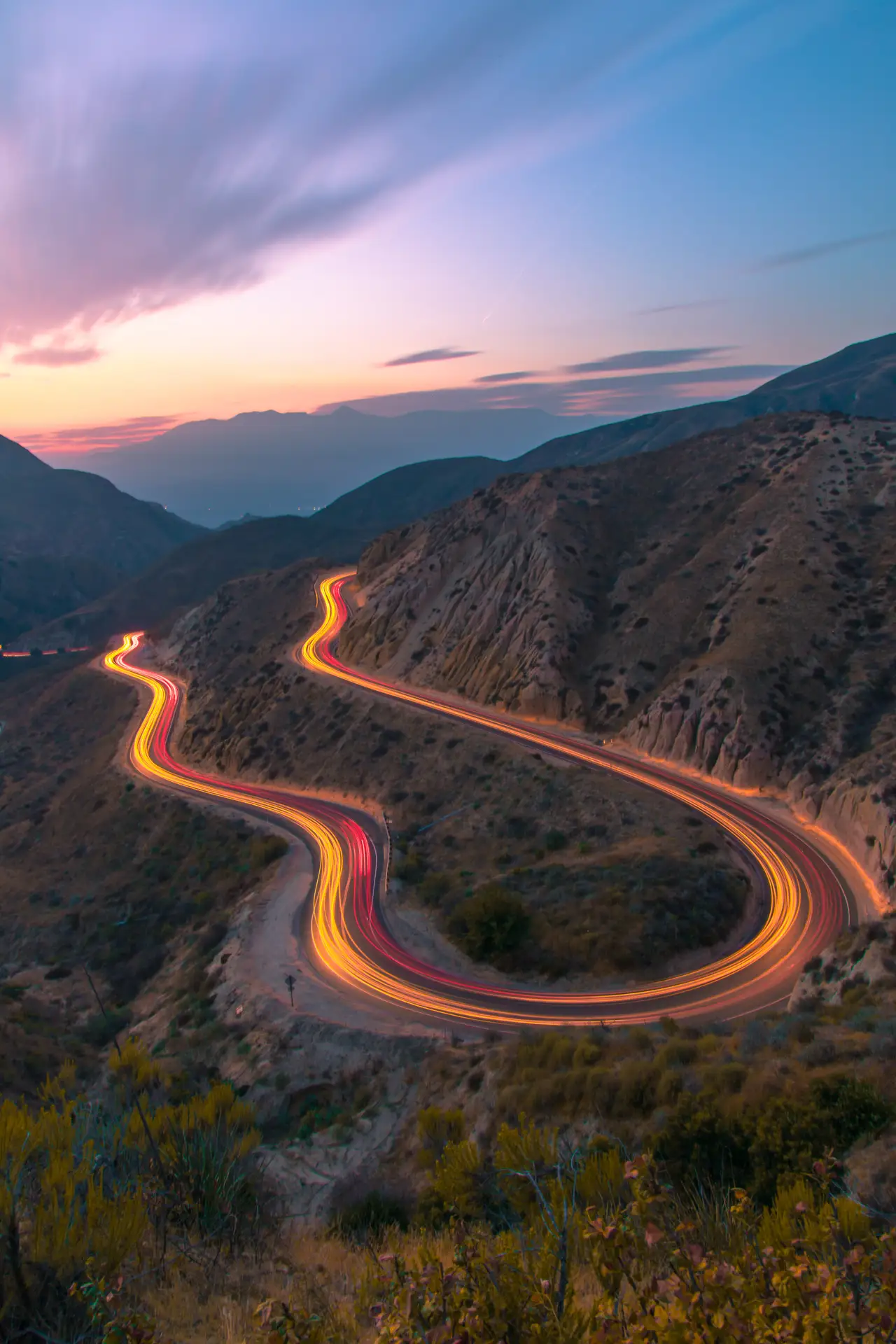 Fine-art photograph, “Mountain Road Light Trails, Open Weather - 5DM46372.JPG,” from the California - Non City - Nature collection.