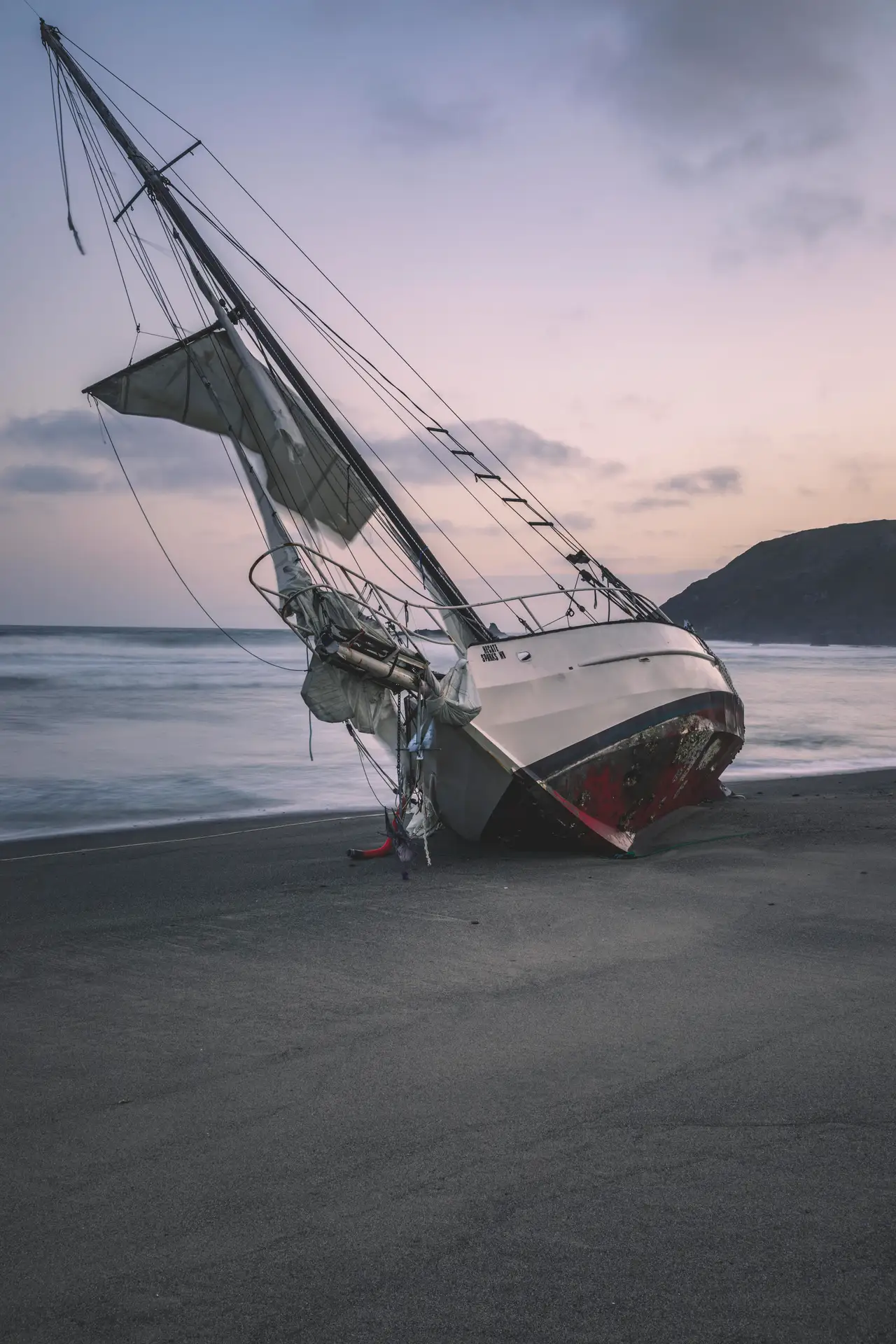 Fine-art photograph, “Stranded Sailboat, First Color - 5DM46565.JPG,” from the California - Non City - Nature collection.