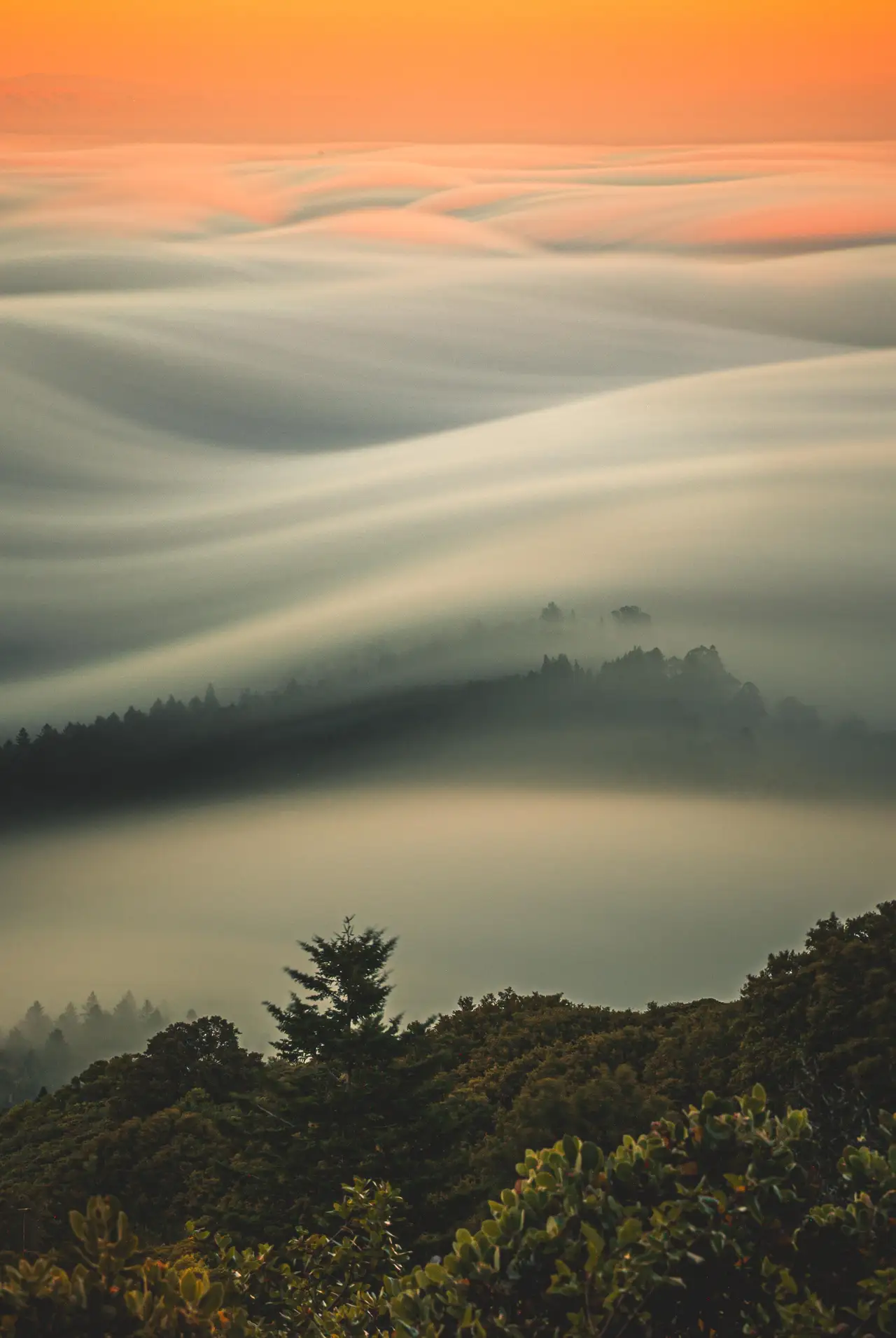Fine-art photograph, “Sunset Over the Fogbound Coast,” from the California Landscapes & Nature collection.