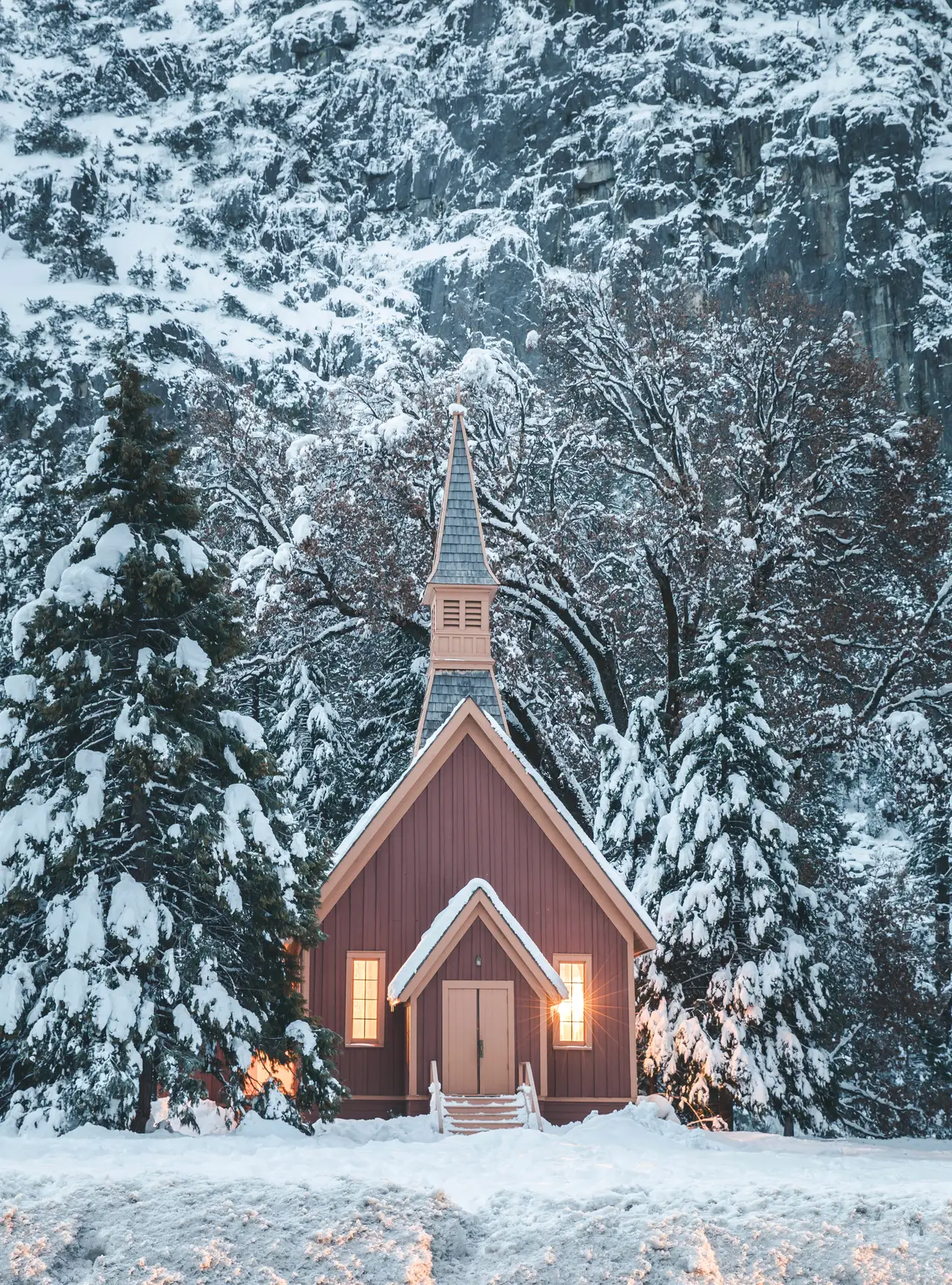 Fine-art photograph, “Yosemite Chapel, Winter Morning - 5DM48280.JPG,” from the California - Non City - Nature collection.