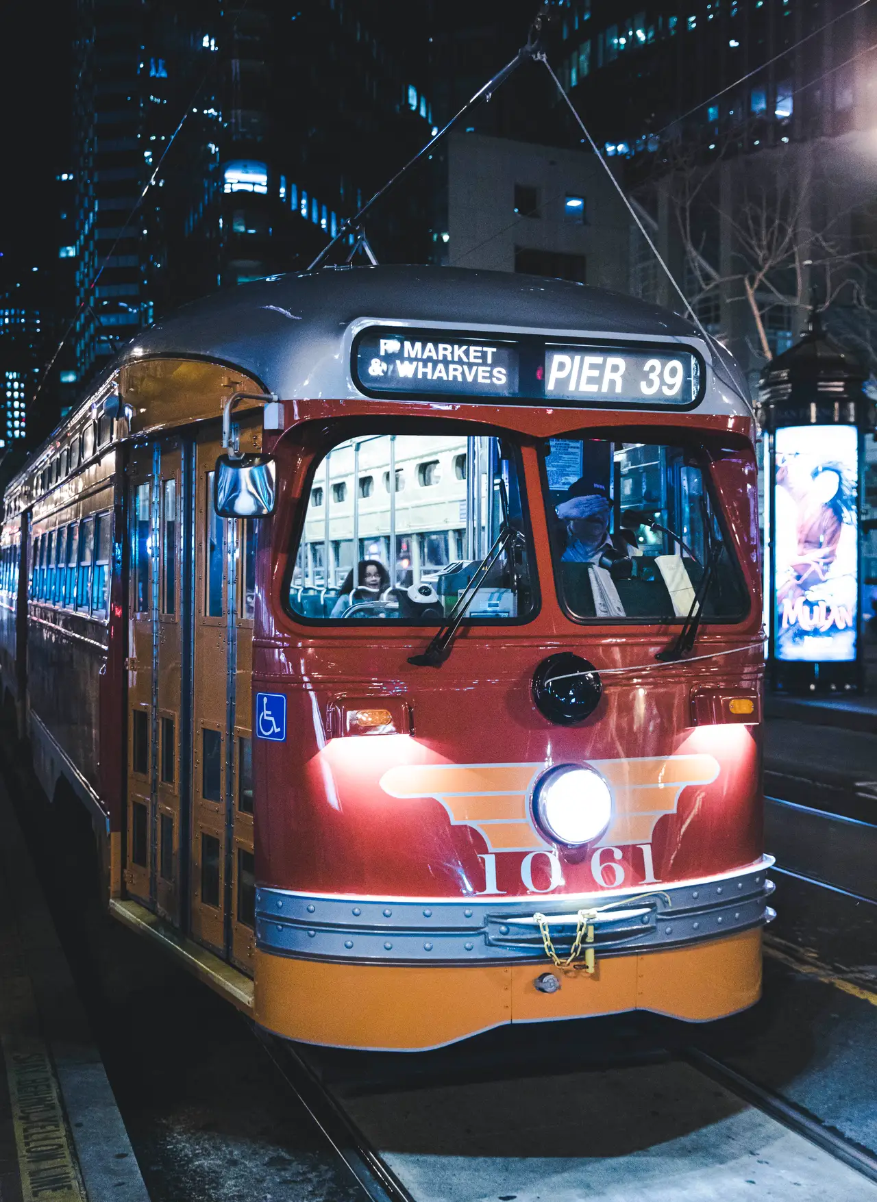 Fine-art photograph, “Cable Car at Market Street at Night - 5DM42502.JPG,” from the California - SF - City collection.