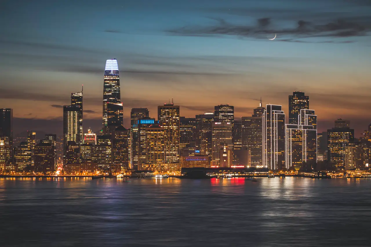 Fine-art photograph, “San Francisco Skyline and Bay Bridge from the Water - 5DM44643.JPG,” from the California - SF - City collection.