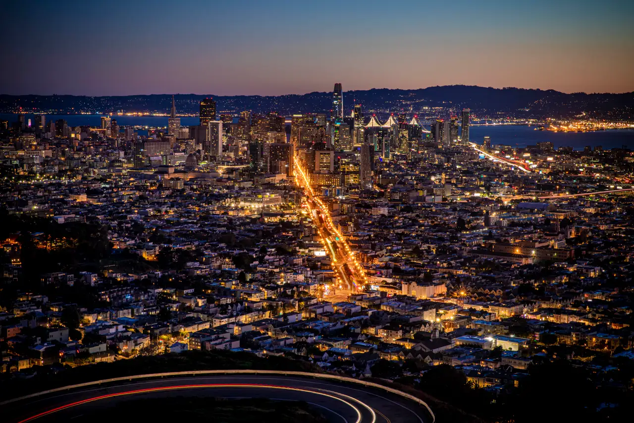 Fine-art photograph, “San Francisco Skyline and Bay Bridge from Twin Peaks - 5DM47715.JPG,” from the California - SF - City collection.