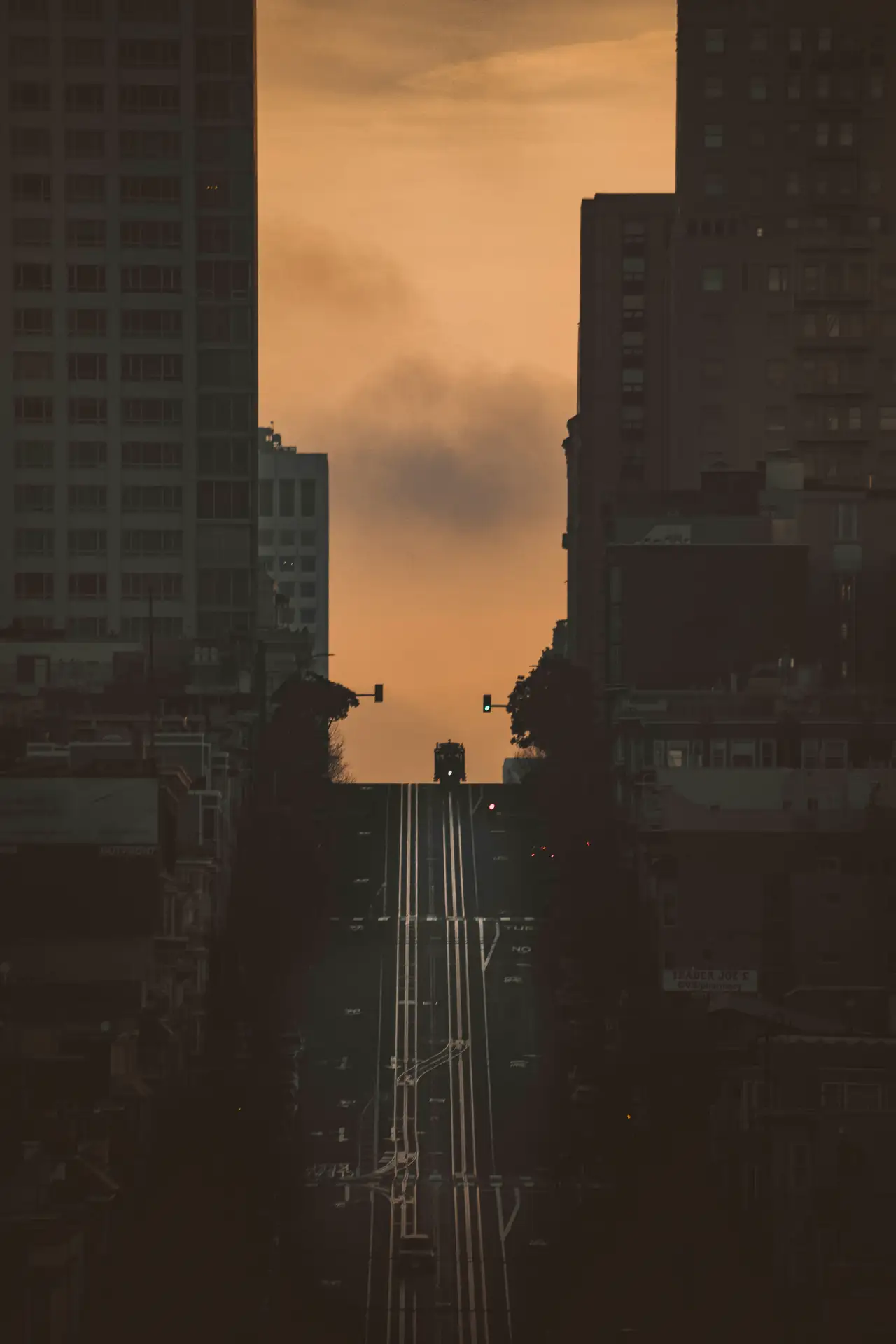 Fine-art photograph, “California Street Cable Car Tracks in Sunset Light - 5DM49089.JPG,” from the California - SF - City collection.
