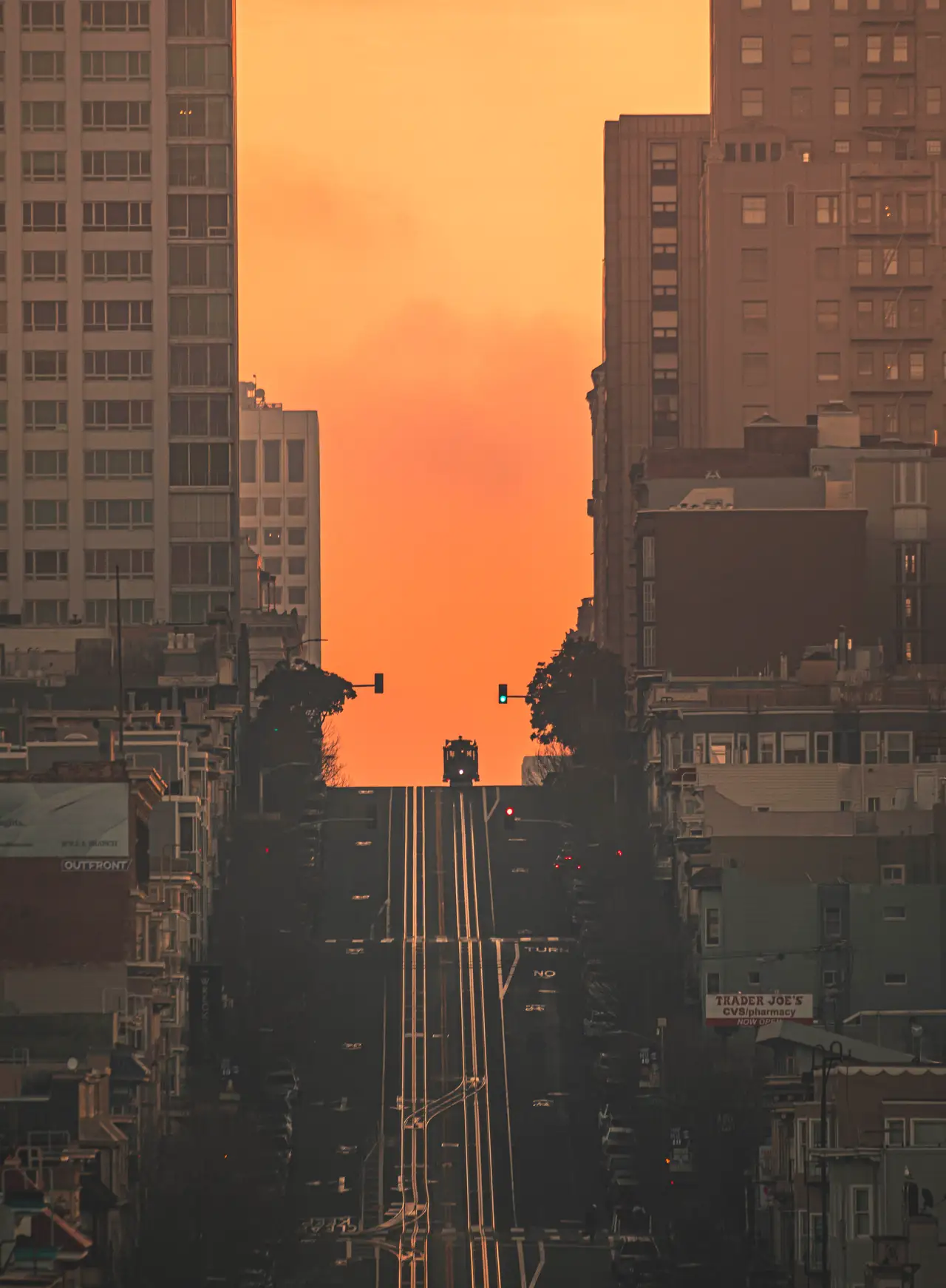 Fine-art photograph, “California Street Facing a Downtown Sunset - 5DM49092.JPG,” from the California - SF - City collection.
