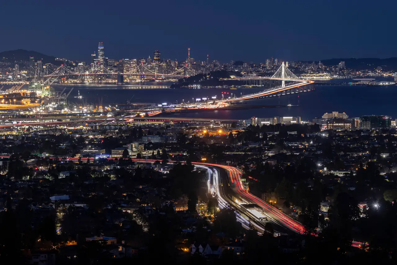 Fine-art photograph, “Bay Bridge and San Francisco From the Hills, Midnight Current - _FIV8248.JPG,” from the California - SF - City collection.