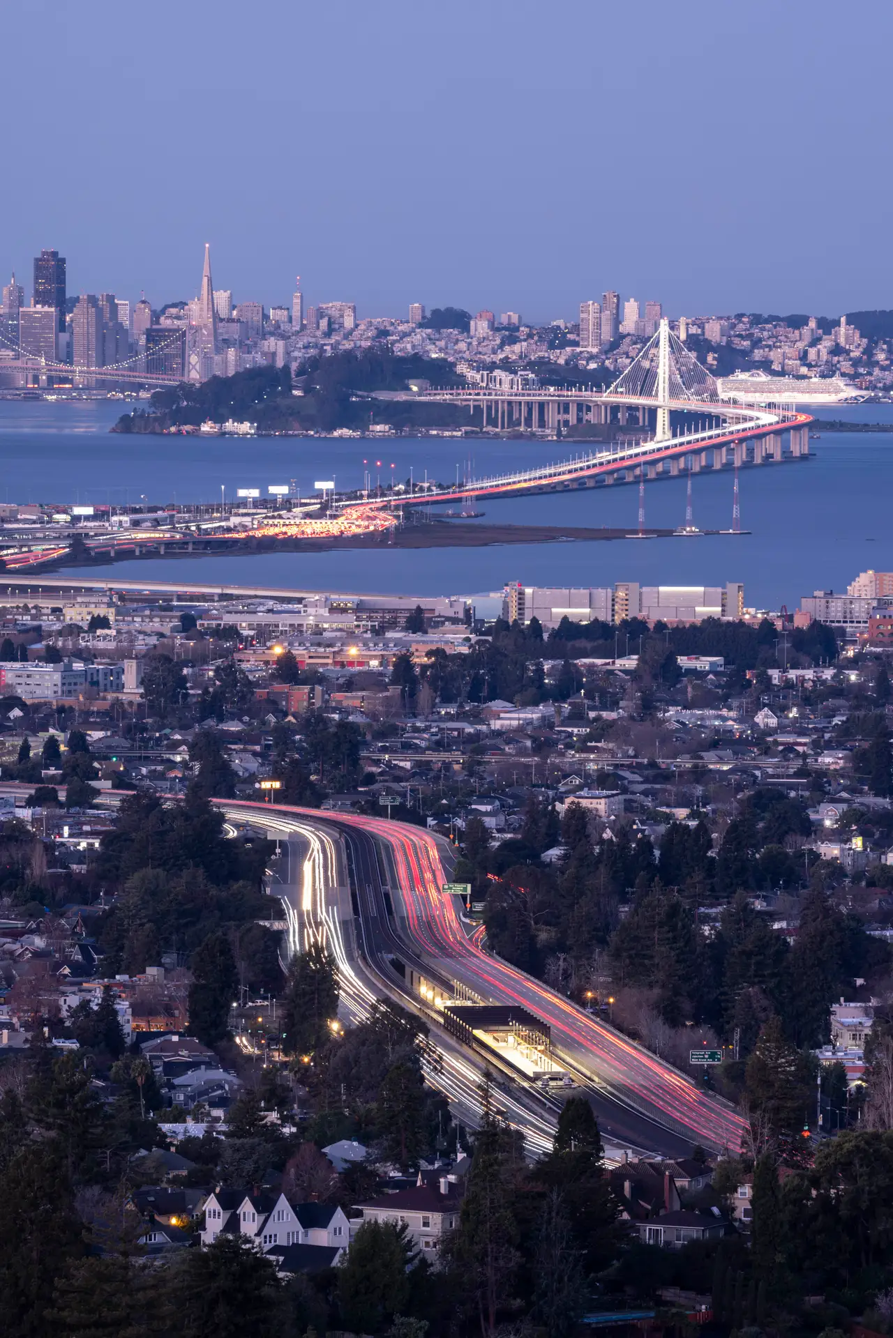 Fine-art photograph, “San Francisco and Bay Bridge, Blue Hour, Concrete and Sky - _FIV8267.JPG,” from the California - SF - City collection.