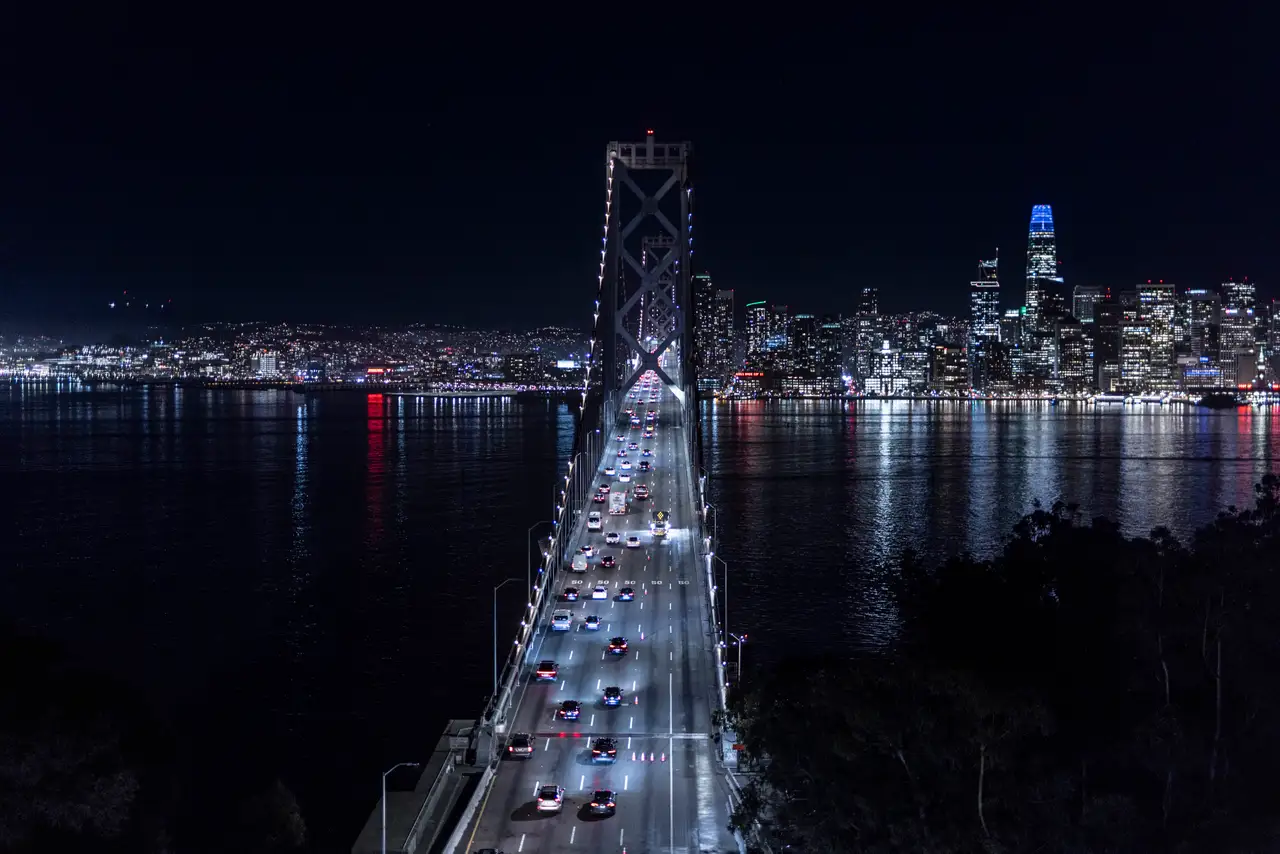 Fine-art photograph, “Bay Bridge Into San Francisco, After the Rush - _FIV9102.JPG,” from the California - SF - City collection.