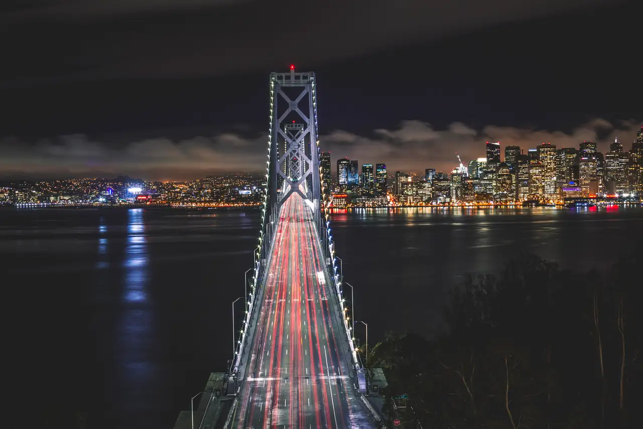 Fine-art photograph, “Bay Bridge and Skyline, After the Rush - IMG_1834.JPG,” from the California - SF - City collection.