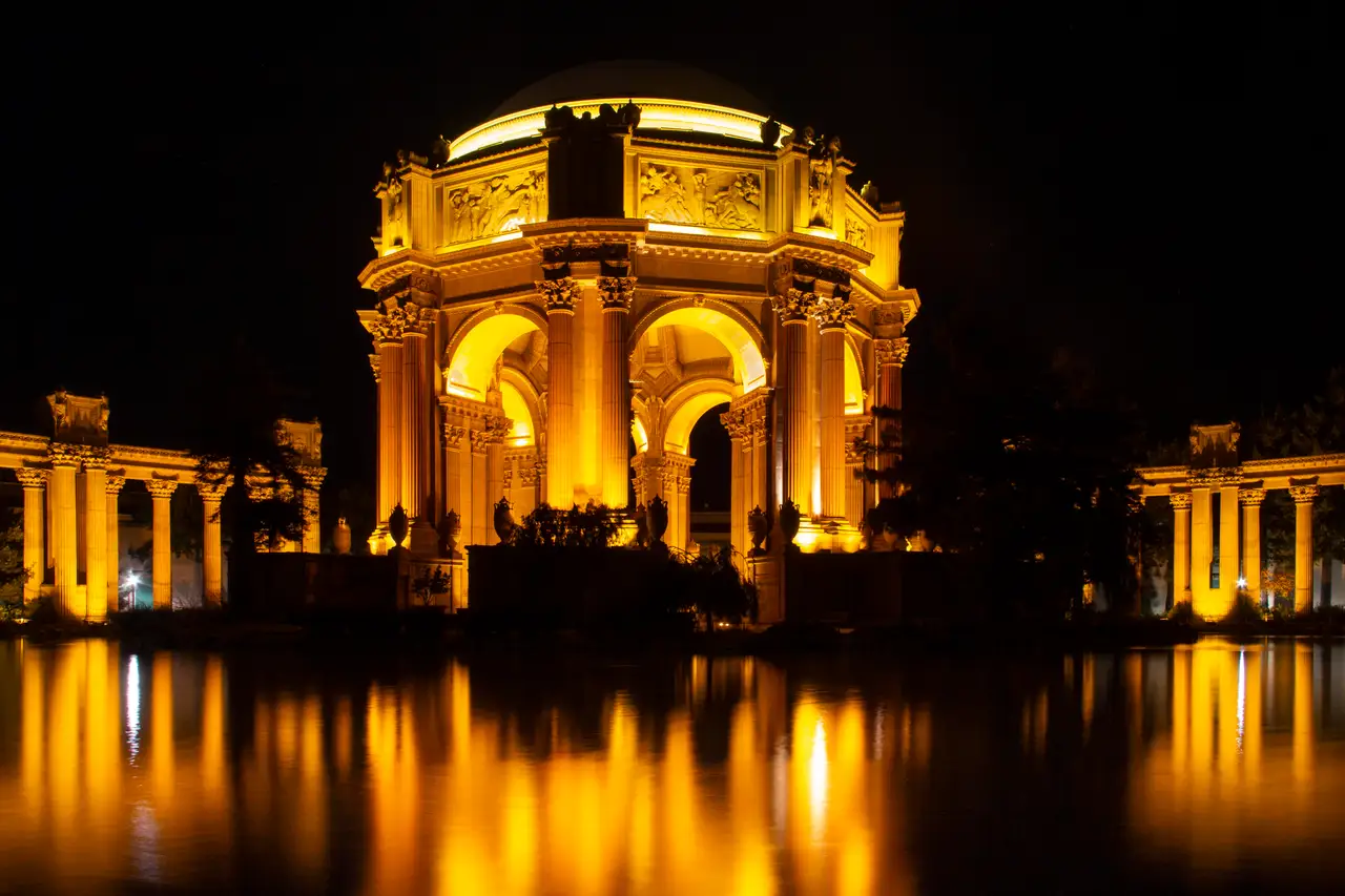 Fine-art photograph, “Palace of Fine Arts at Night, Streetlight Current - IMG_4671.JPG,” from the California - SF - City collection.