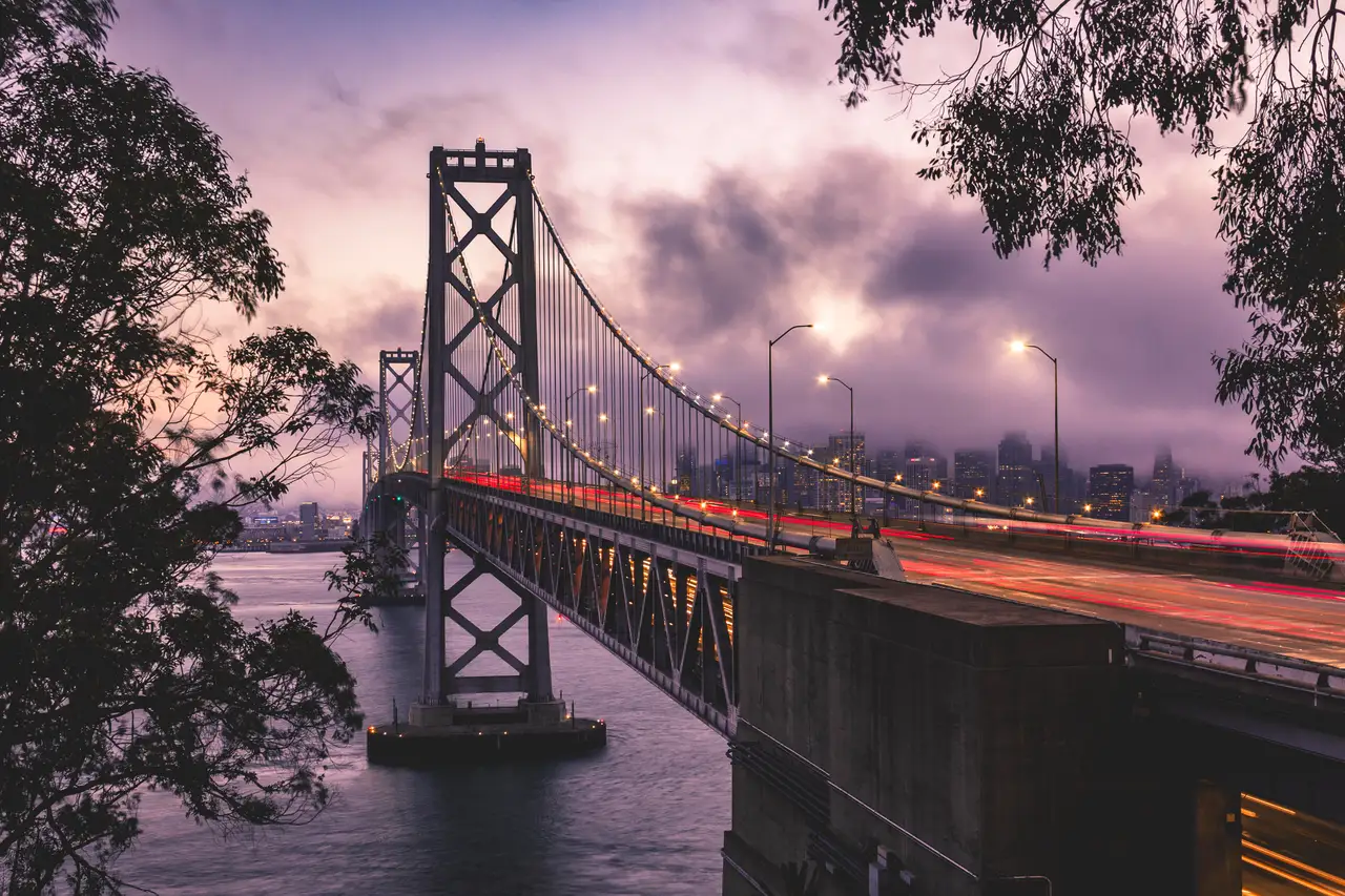 Fine-art photograph, “Bay Bridge, Last Light, Tide of Light - IMG_6504.JPG,” from the California - SF - City collection.