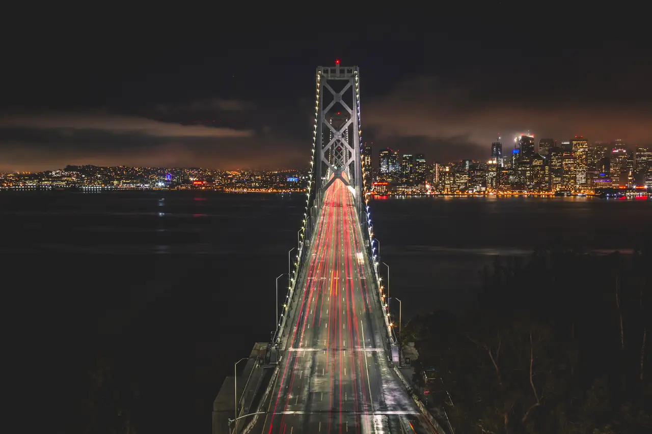 Fine-art photograph, “Bay Bridge, Last Light, Tower Light - IMG_6534.JPG,” from the California - SF - City collection.