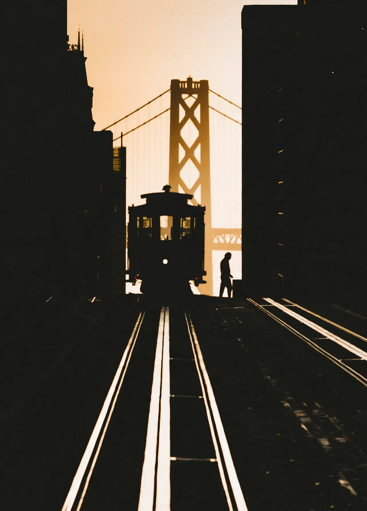 Fine-art photograph, “California Street Into the Light, Streetlight Current - IMG_8607.JPG,” from the California - SF - City collection.