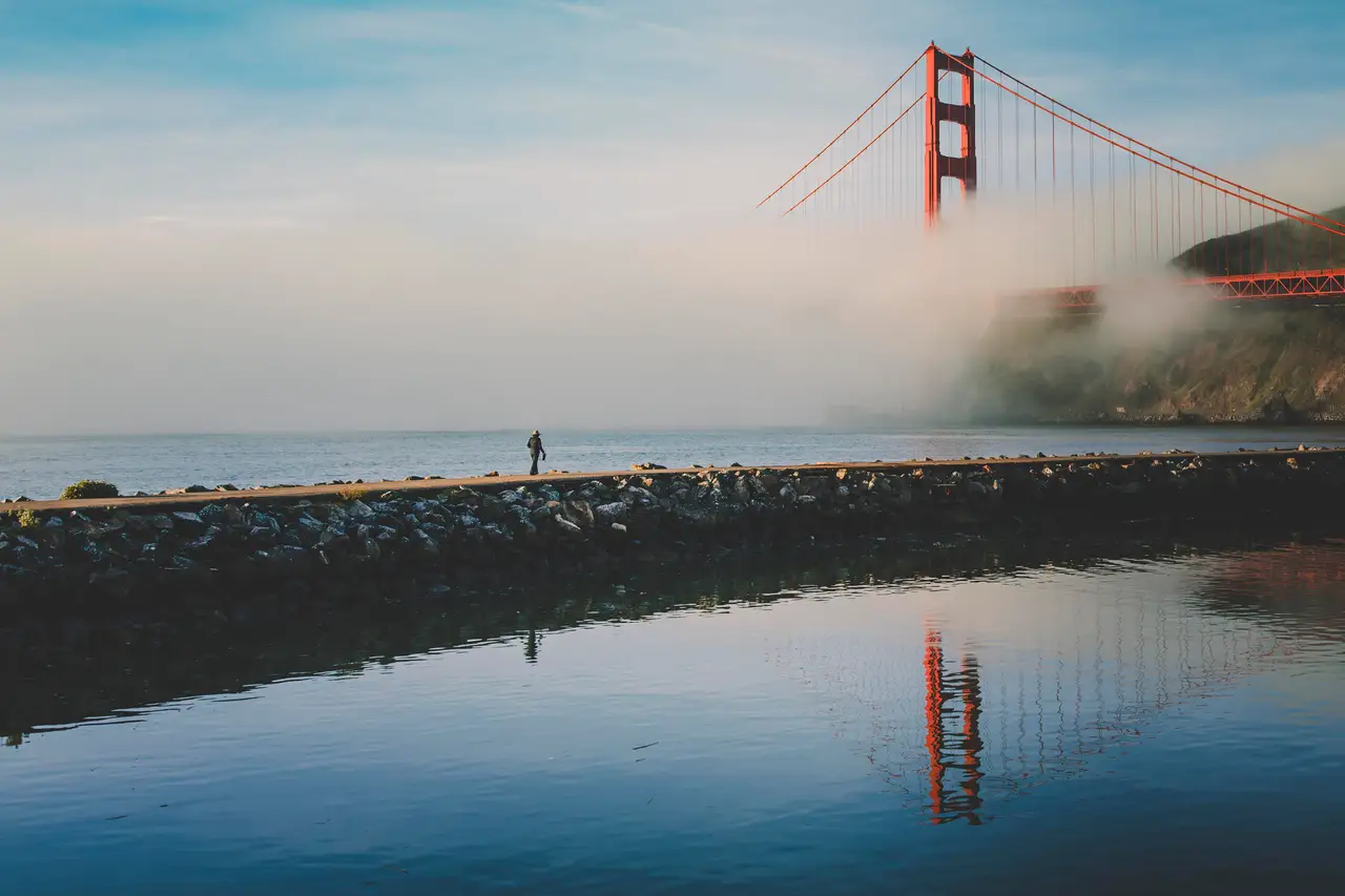 Fine-art photograph, “Twilight on the Red Span - IMG_2015.JPG,” from the California - SF - Golden Gate collection.