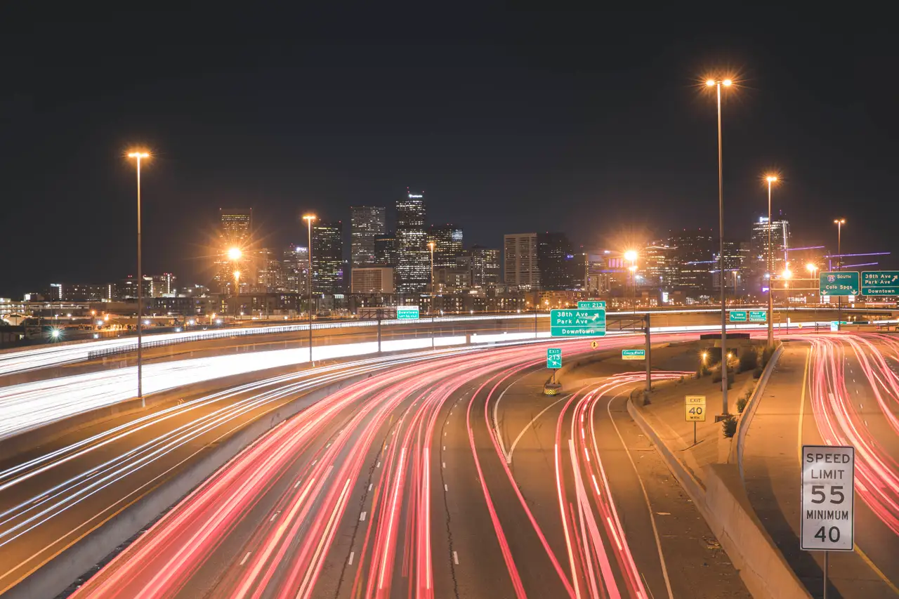 Fine-art photograph, “Denver Interchange at Night - 5DM45653.JPG,” from the Colorado - Denver collection.