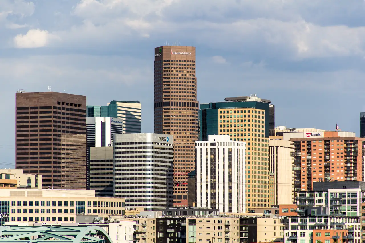 Fine-art photograph, “Denver Skyline in Clear Daylight - IMG_5515.JPG,” from the Colorado - Denver collection.
