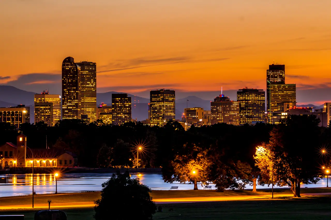 Fine-art photograph, “Denver Skyline in Evening Color - IMG_5547.JPG,” from the Colorado - Denver collection.