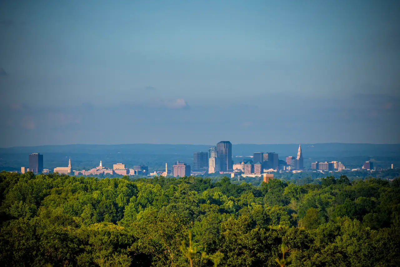 Fine-art photograph, “Hartford Skyline Across the Connecticut River Valley - RFIV1410.JPG,” from the Connecticut collection.