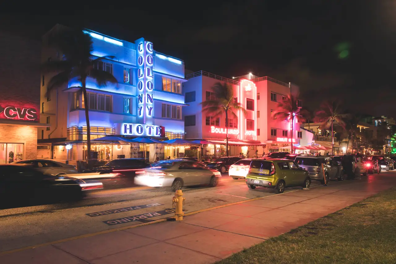 Fine-art photograph, “Miami Beach at Night, Windows at Dusk - 5DM44891.JPG,” from the Florida collection.