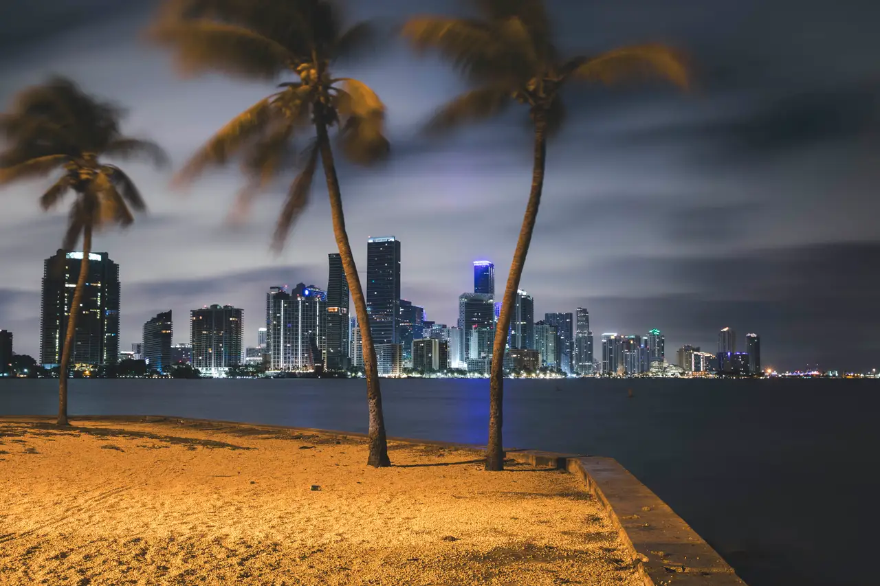 Fine-art photograph, “Miami Blue Hour, Streetlight Current - 5DM47201.JPG,” from the Florida collection.