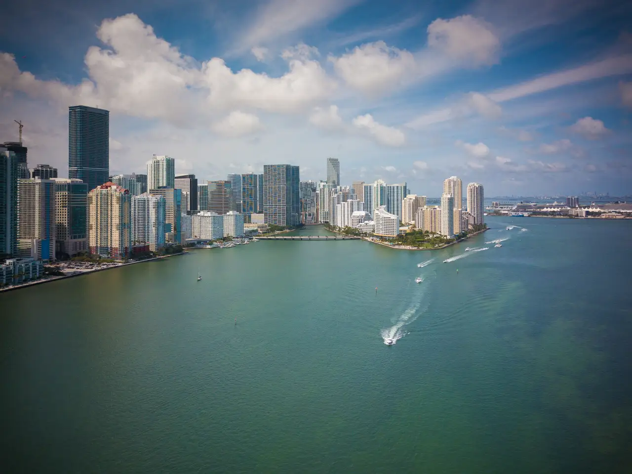 Fine-art photograph, “Miami Skyline Light Trails, Dawn Traffic - Miami Drone near hotel11.JPG,” from the Florida collection.