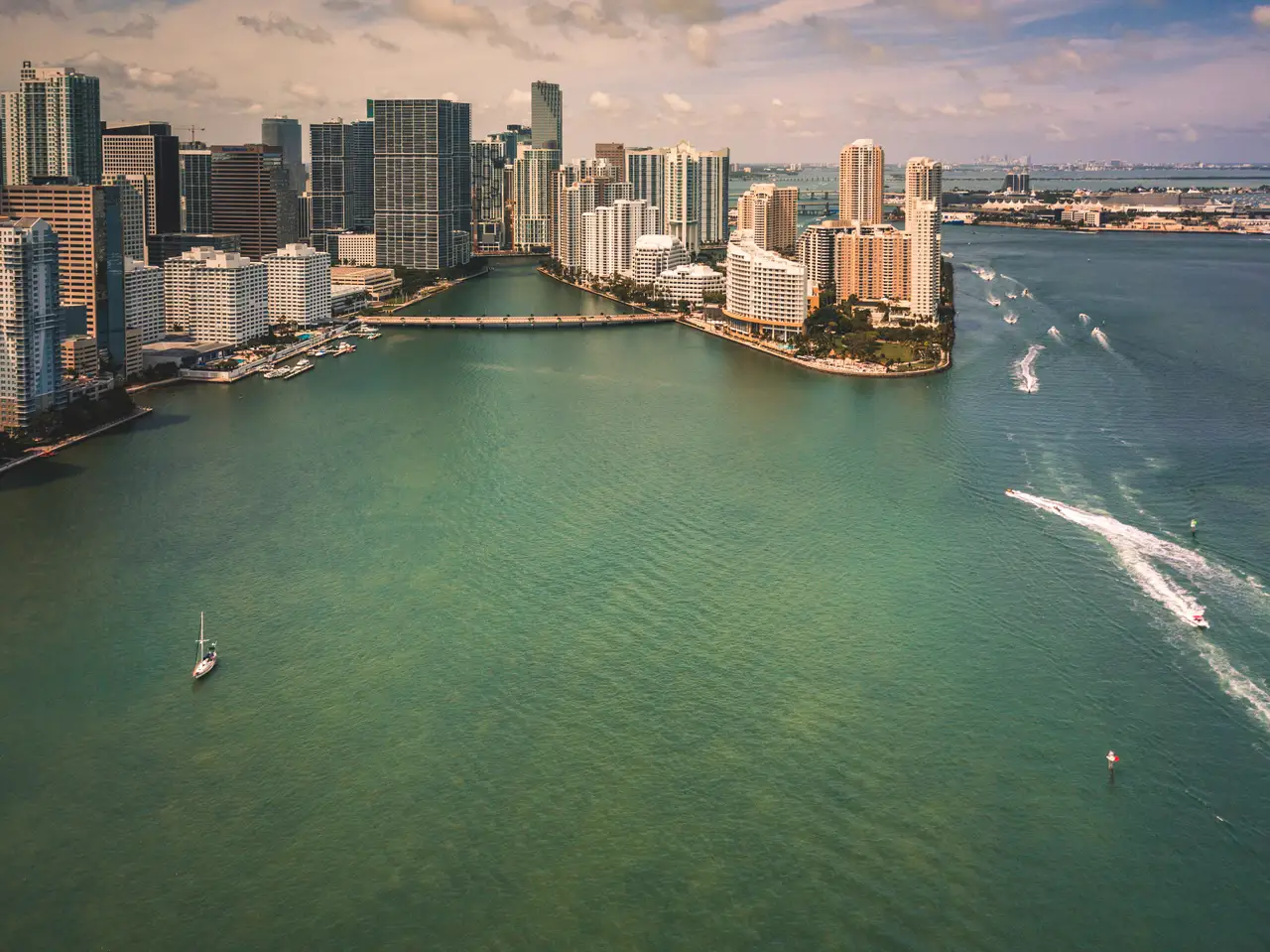 Fine-art photograph, “Miami Skyline Light Trails, Streetlight Current - Miami Drone near hotel56.JPG,” from the Florida collection.