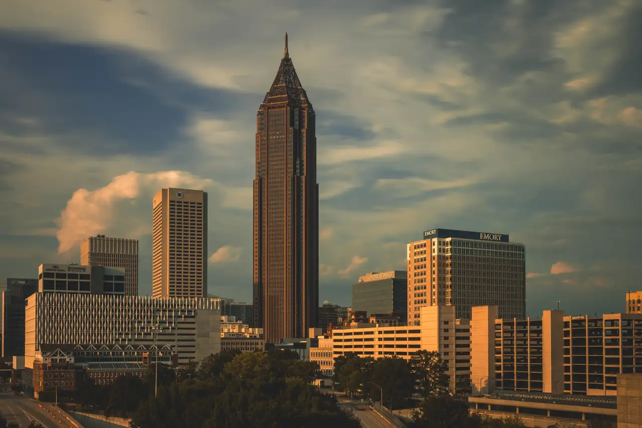 Fine-art photograph, “Atlanta Midtown Skyline in Evening Light - _FIV0791.JPG,” from the Georgia - ATL collection.