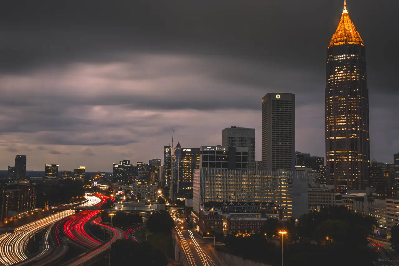 Fine-art photograph, “Atlanta Midtown and Downtown Connector Under Storm Clouds - _FIV8164.JPG,” from the Georgia - ATL collection.