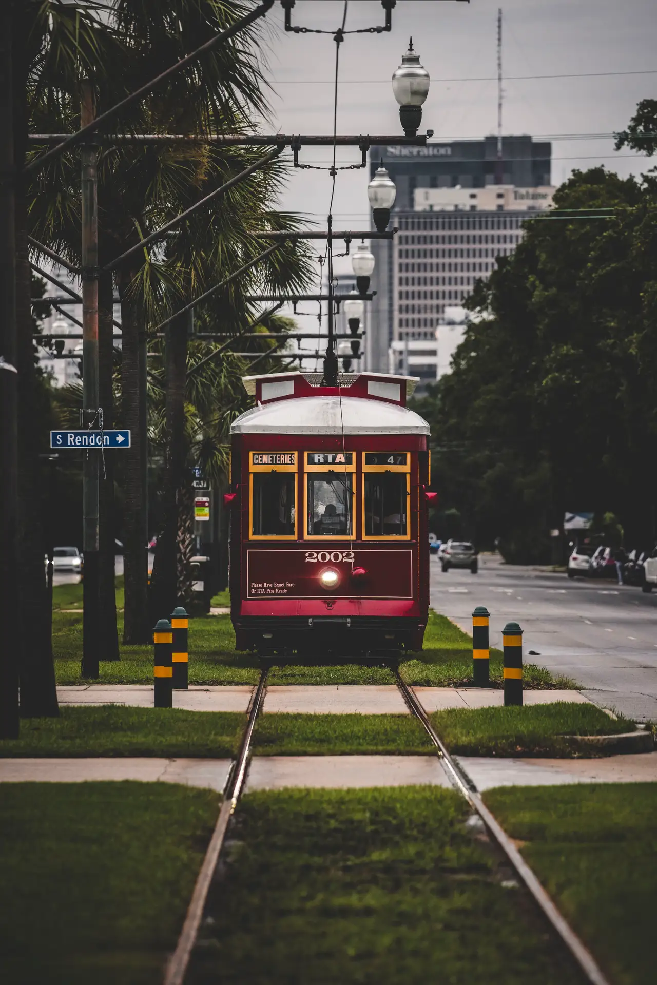 Fine-art photograph, “New Orleans Streetcar on a Tree-Lined Avenue - _FIV0534.JPG,” from the Louisiana - New Orleans collection.