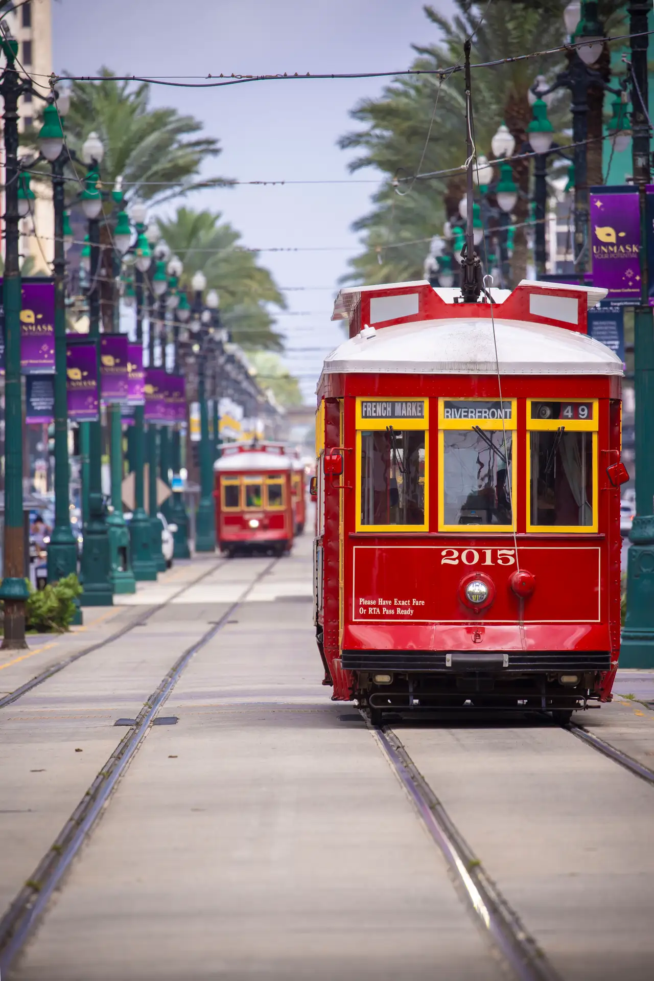 Fine-art photograph, “New Orleans Streetcar on Canal Street at Dusk, Bay Haze - _FIV0726.JPG,” from the Louisiana - New Orleans collection.