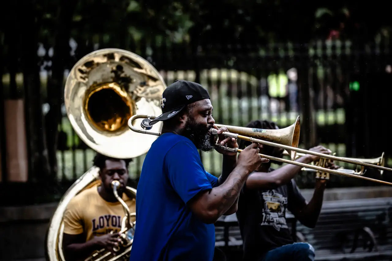 Fine-art photograph, “New Orleans Sousaphone Player on the Street - _FIV1349.JPG,” from the Louisiana - New Orleans collection.