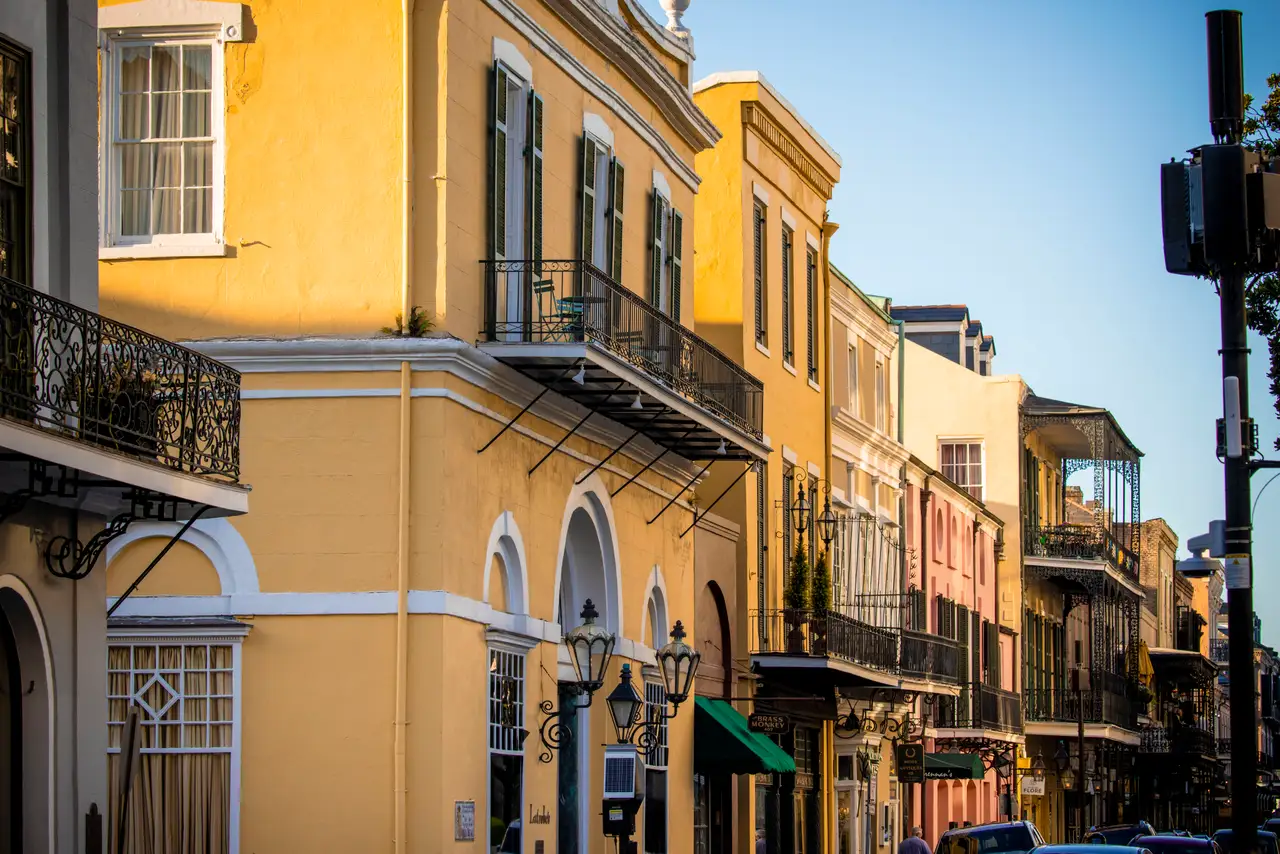Fine-art photograph, “French Quarter Balcony and Creole Cottage - _FIV1492.JPG,” from the Louisiana - New Orleans collection.