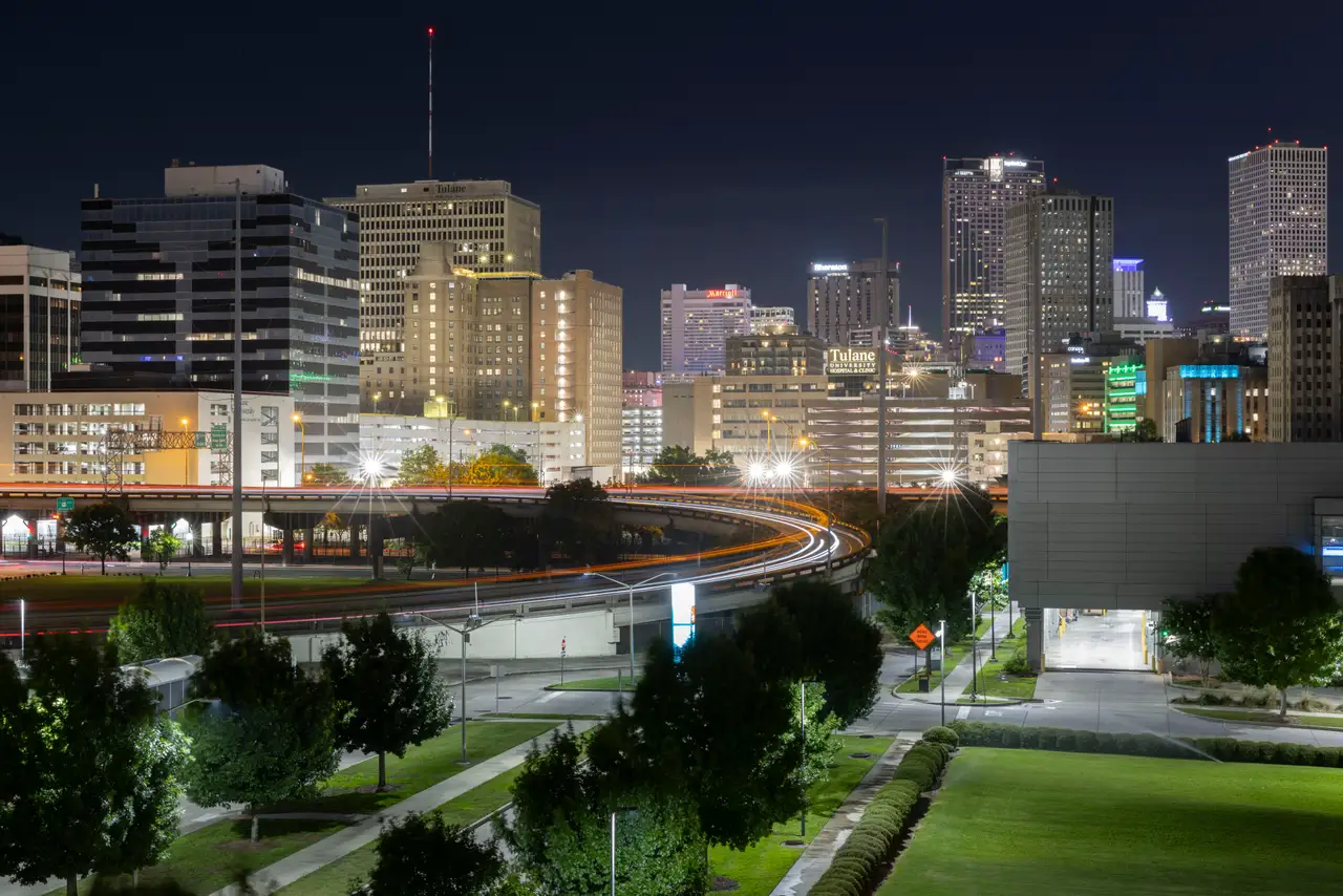 Fine-art photograph, “New Orleans Downtown and Interstate Light Trails - _FIV1567.JPG,” from the Louisiana - New Orleans collection.