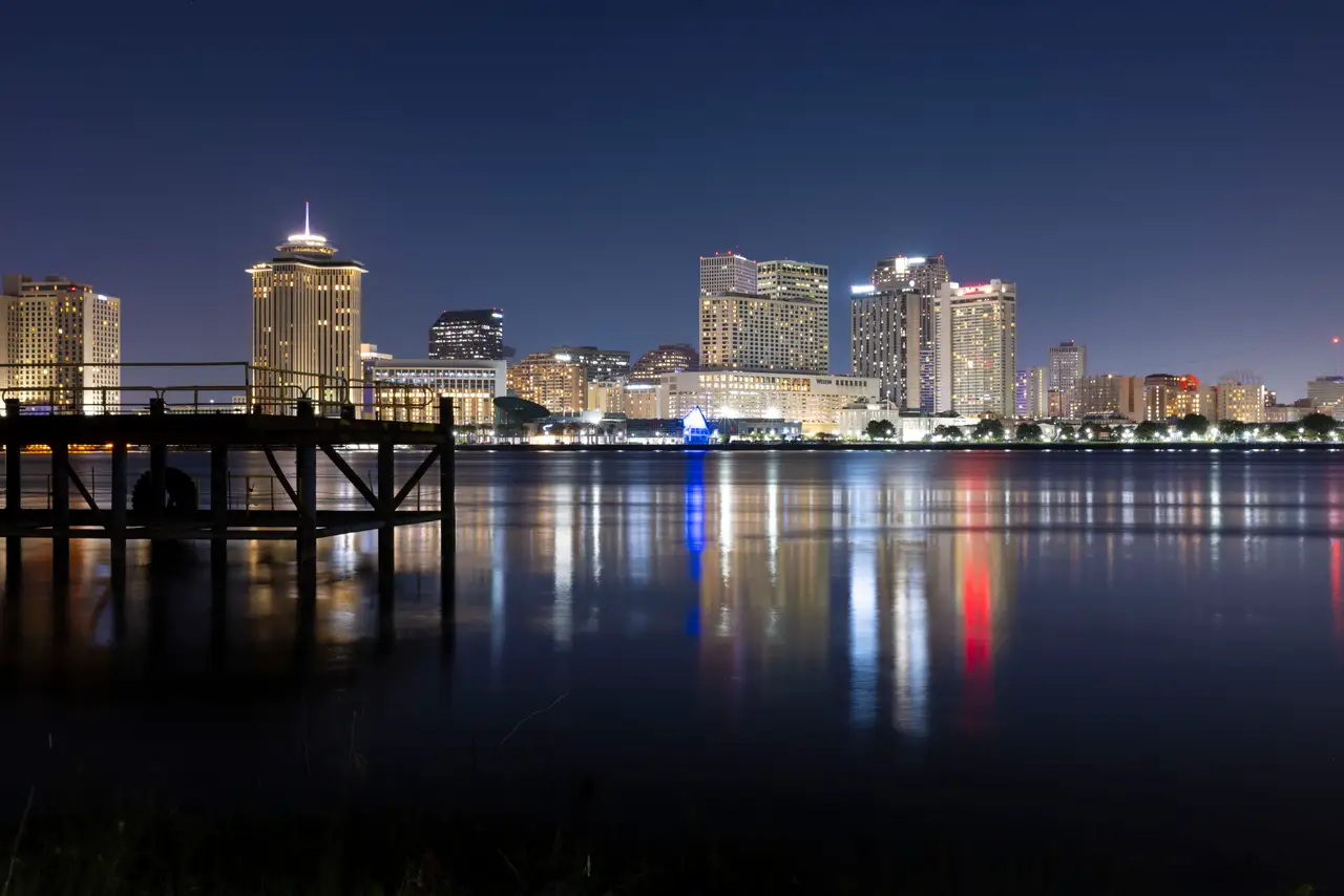 Fine-art photograph, “New Orleans Skyline Across the Mississippi River - _FIV1571.JPG,” from the Louisiana - New Orleans collection.