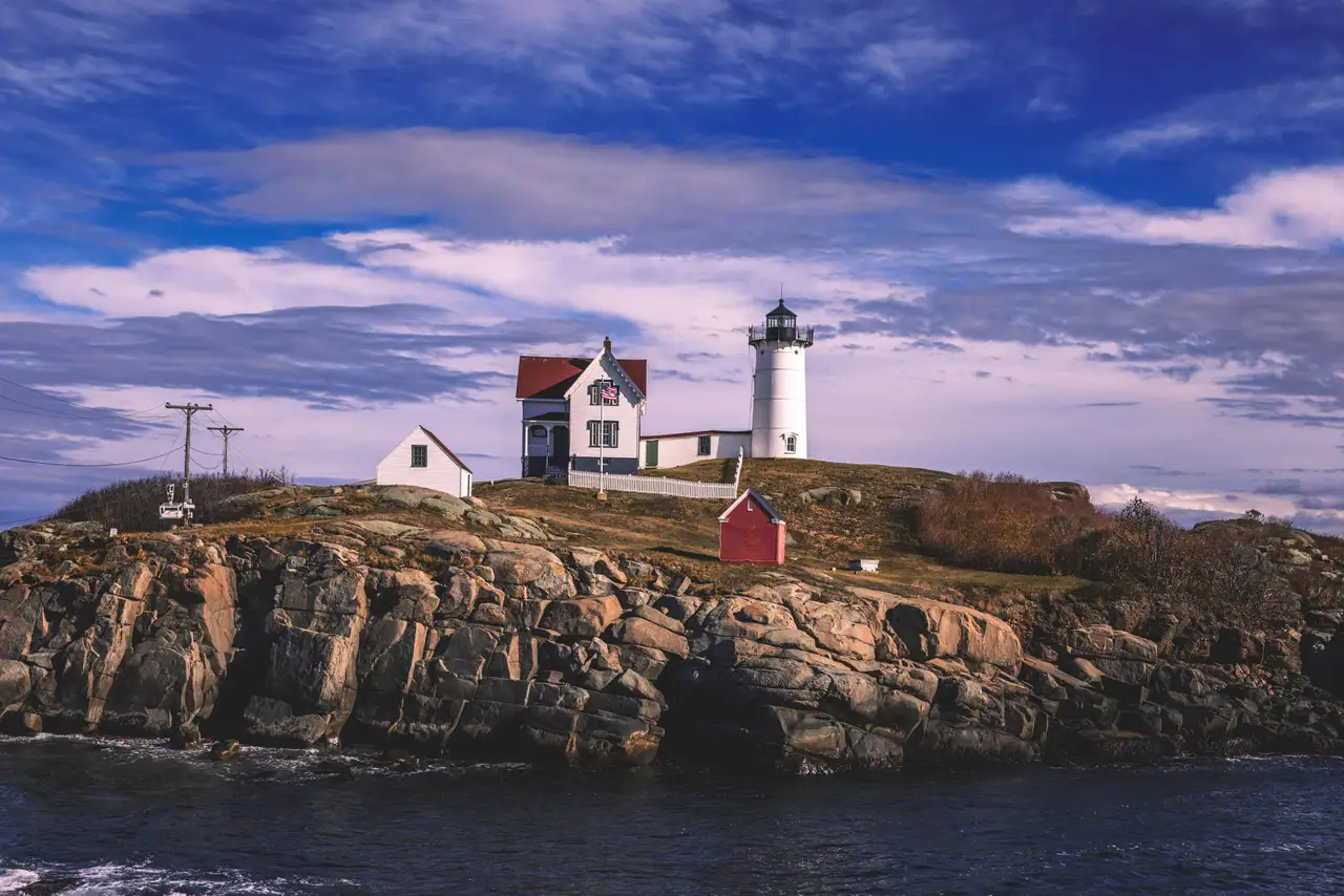 Fine-art photograph, “Nubble Lighthouse, Cape Neddick, Coastal Stillness - 5M2A2598.JPG,” from the Maine collection.