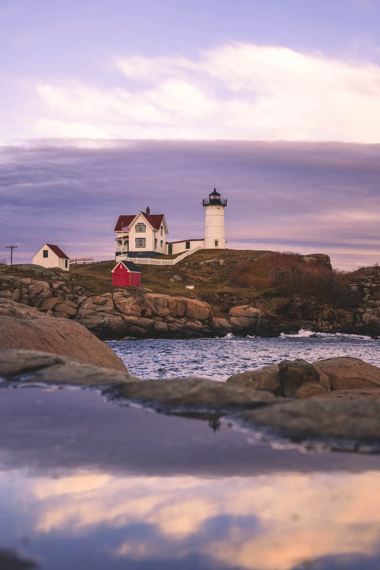 Fine-art photograph, “Nubble Lighthouse, Cape Neddick, Evening Current - 5M2A2633.JPG,” from the Maine collection.